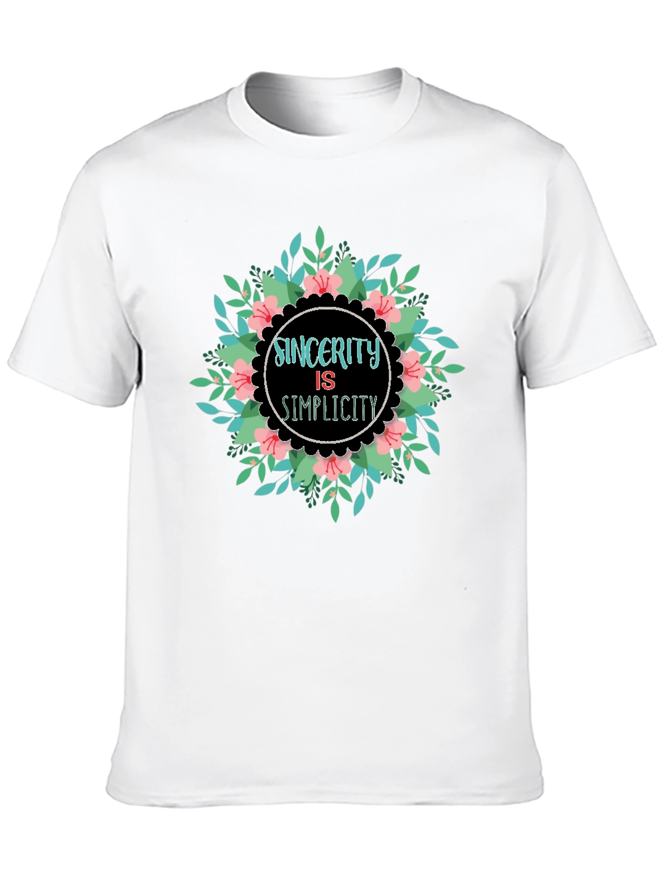 Sincerity Simplicity Floral Graphic Black T-Shirt