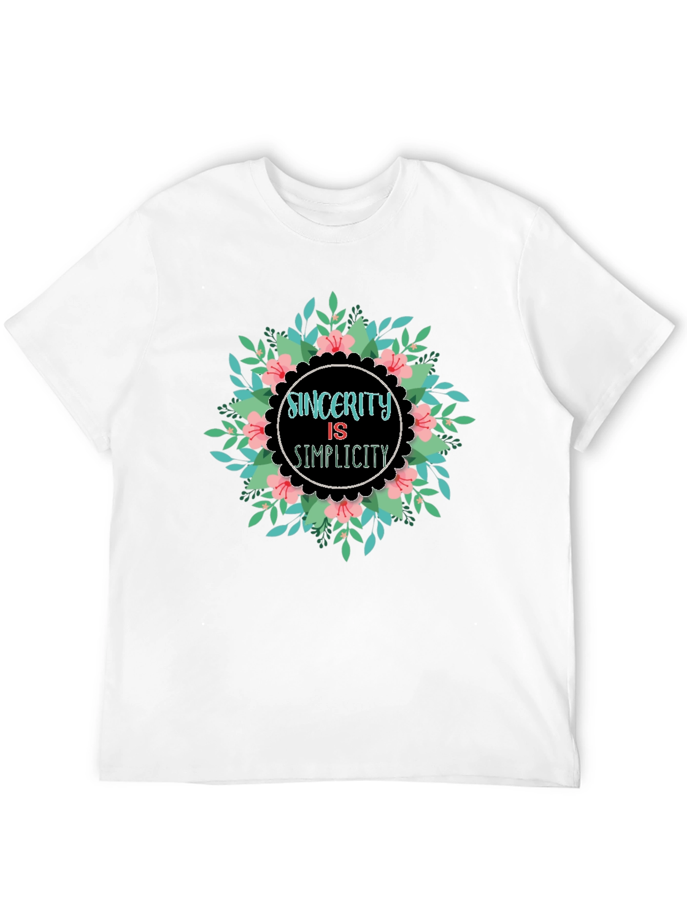 Sincerity Simplicity Floral Graphic Black T-Shirt