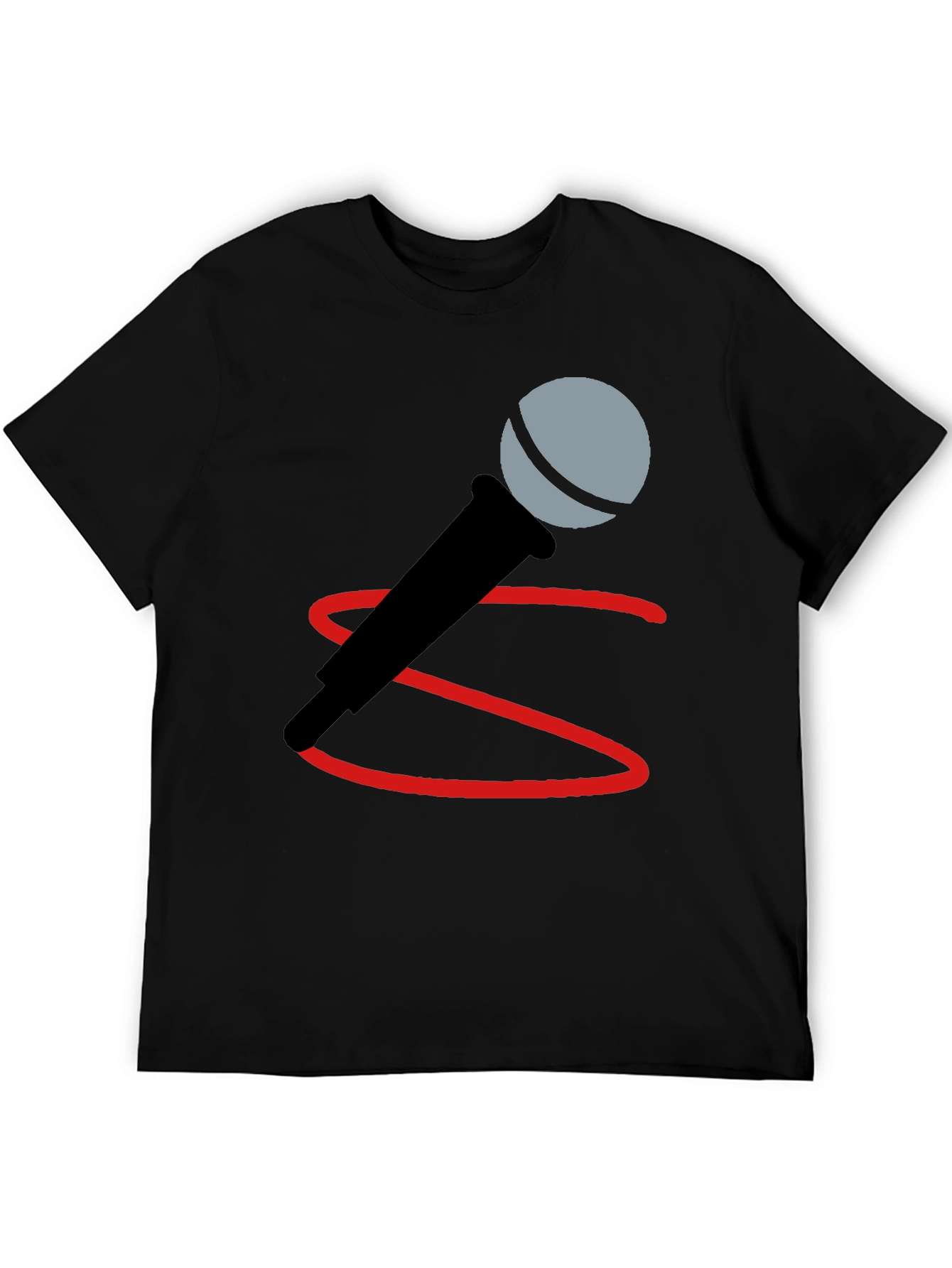 Microphone Graphic Tee - Black Cotton Blend
