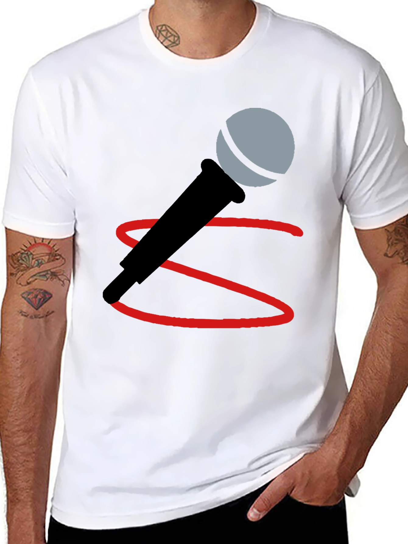 Microphone Graphic Tee - Black Cotton Blend