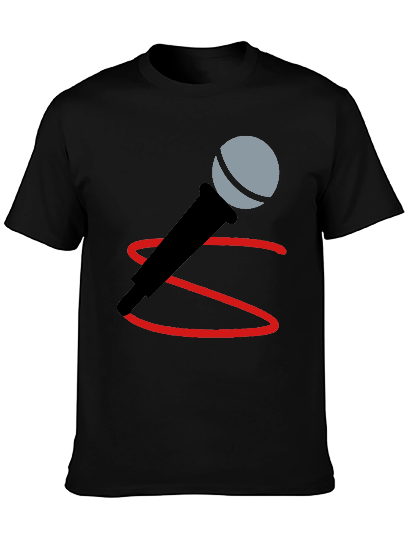 Microphone Graphic Tee - Black Cotton Blend