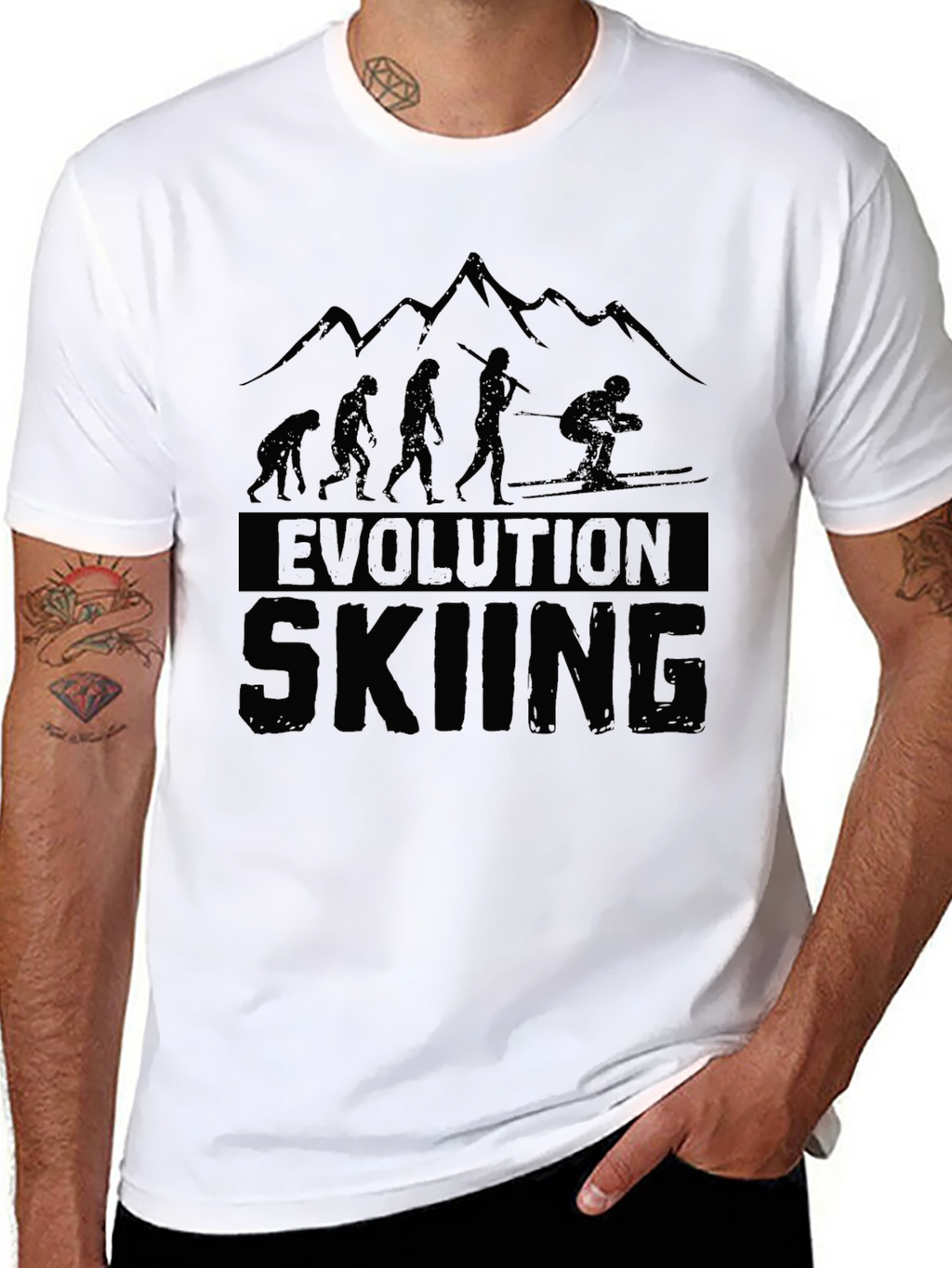 Evolution Skiing Black Graphic T-Shirt