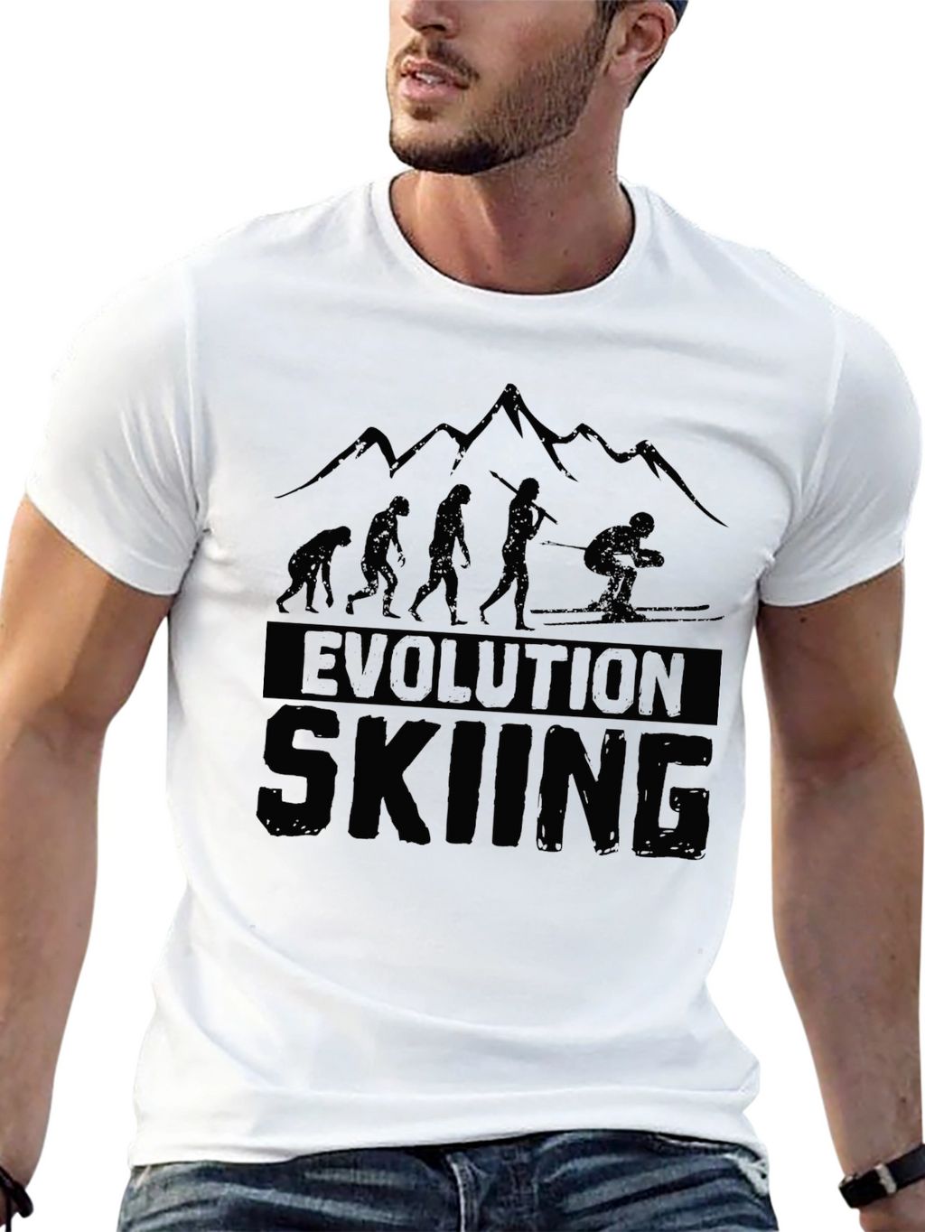 Evolution Skiing Black Graphic T-Shirt
