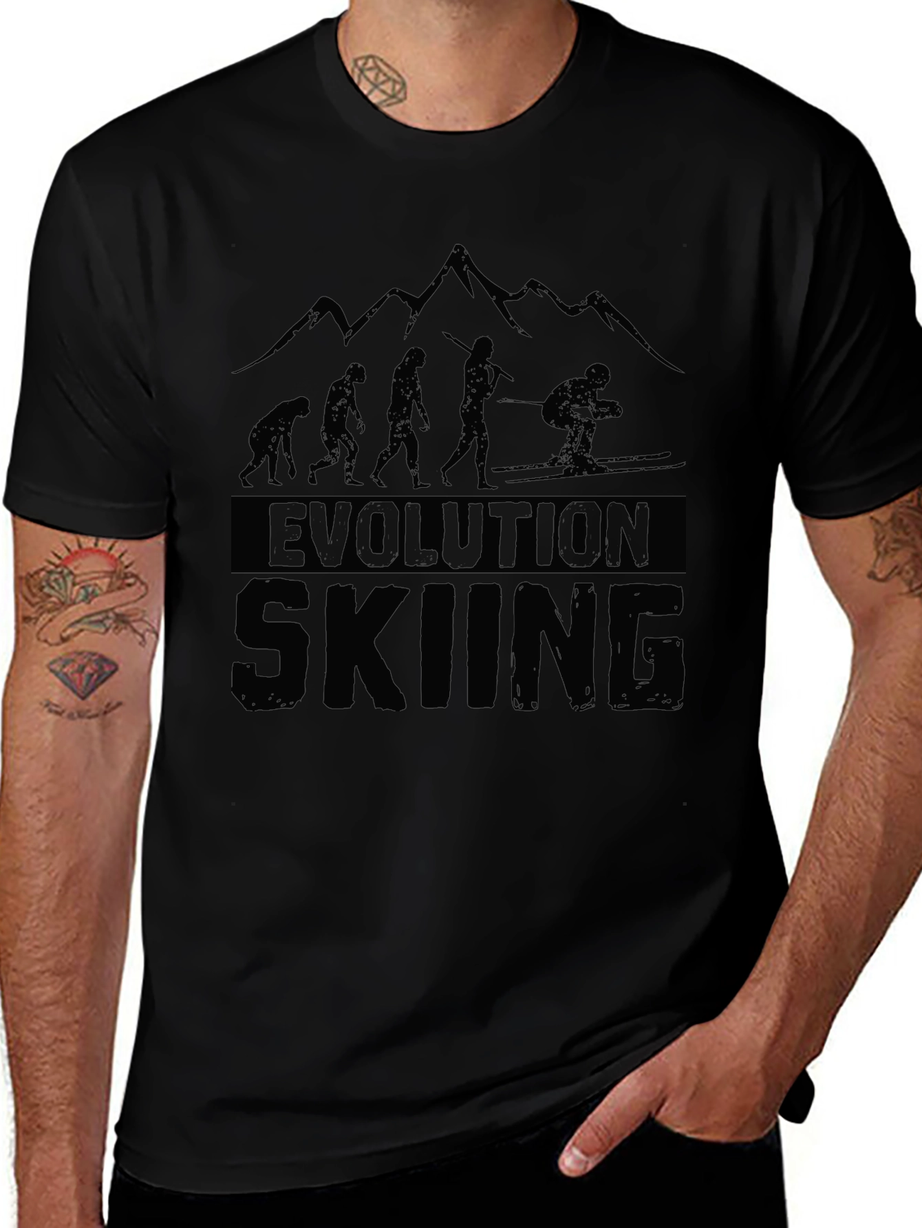 Evolution Skiing Black Graphic T-Shirt