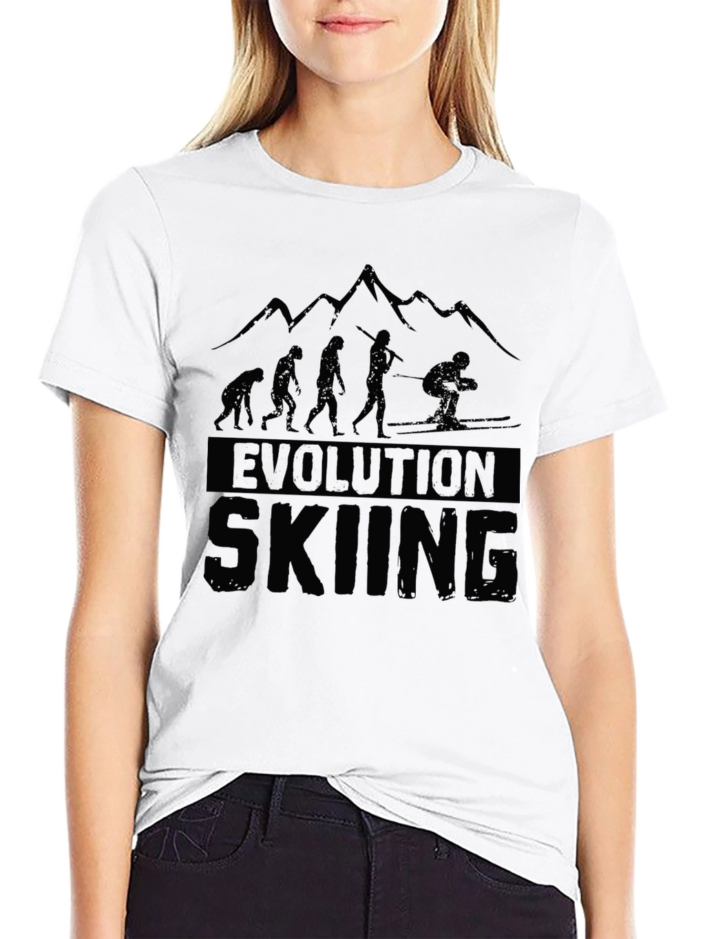 Evolution Skiing Black Graphic T-Shirt