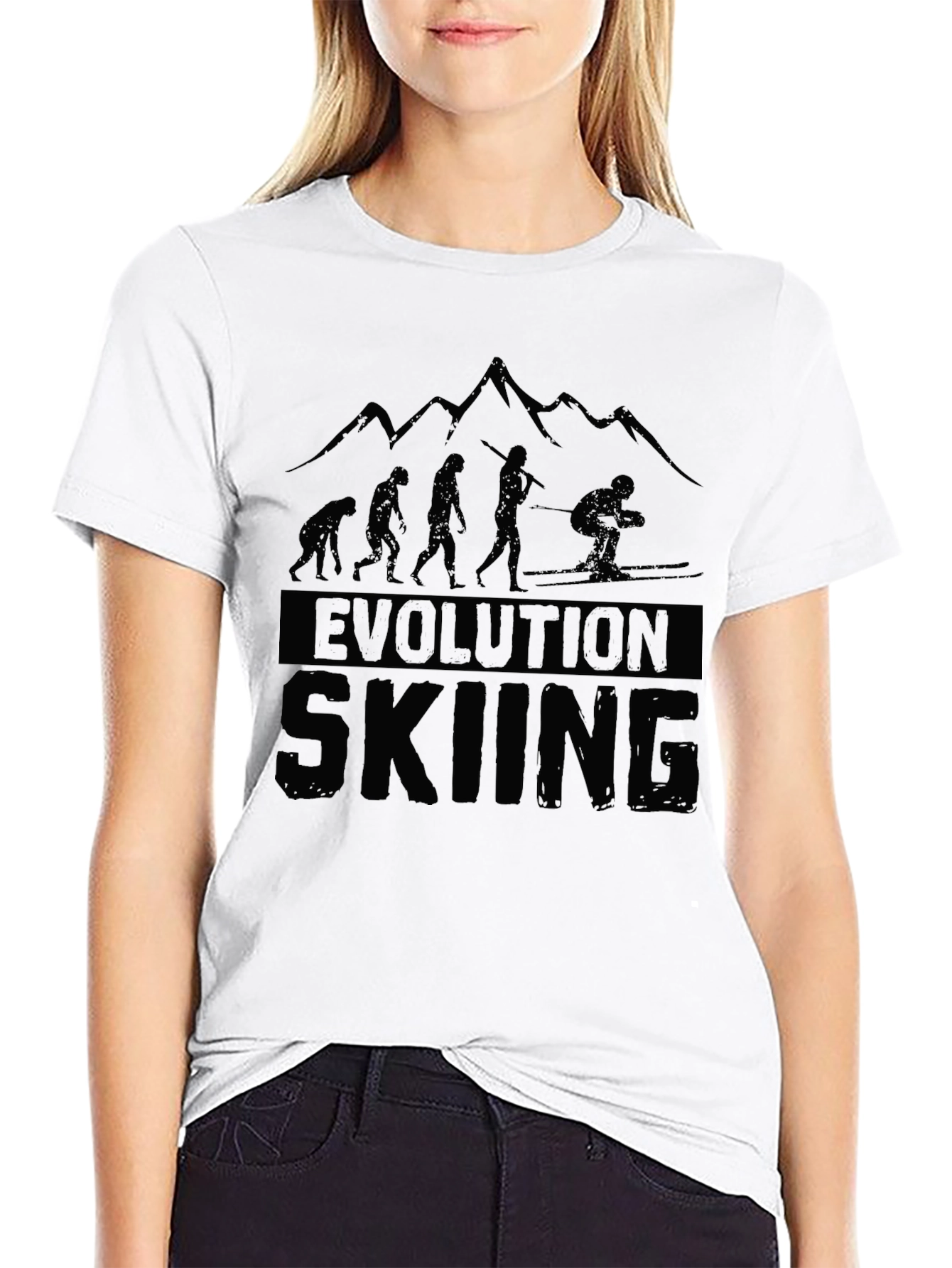 Evolution Skiing Black Graphic T-Shirt