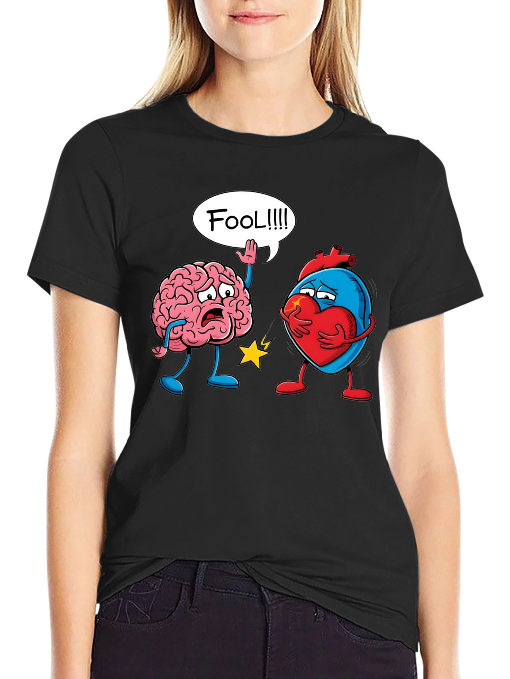 Brain vs Heart T-Shirt: Fool Funny Tee