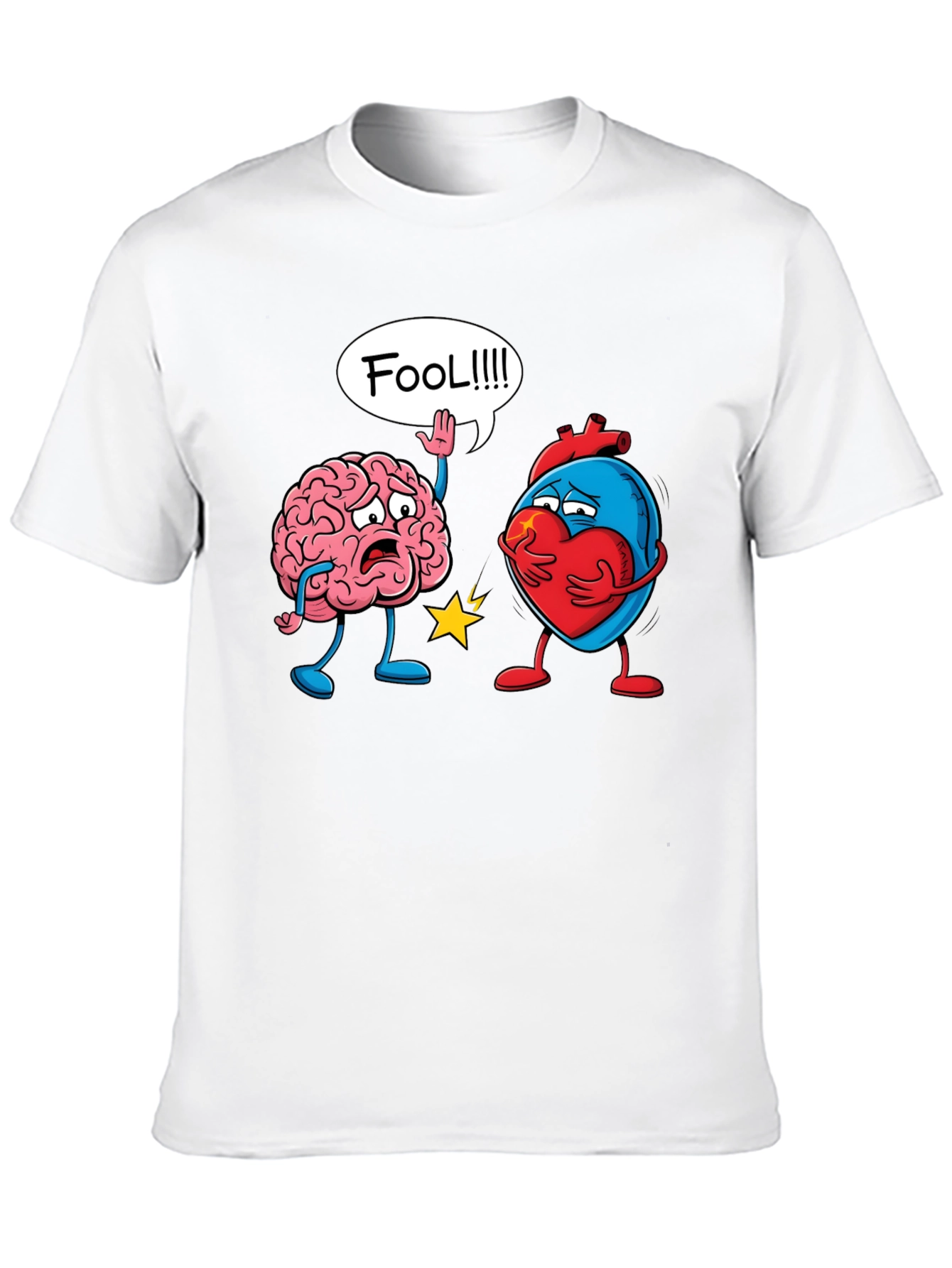Brain vs Heart T-Shirt: Fool Funny Tee