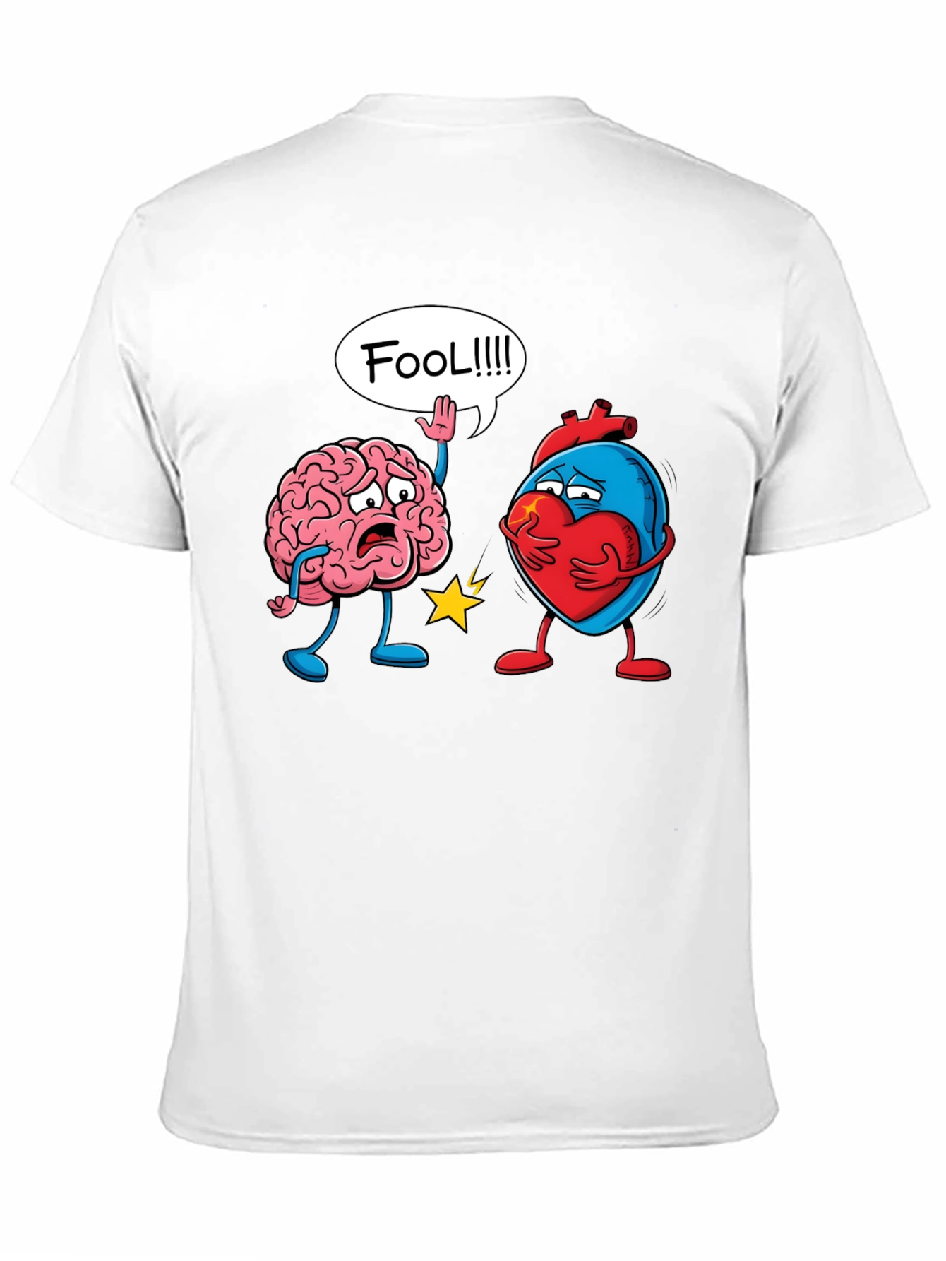 Brain vs Heart T-Shirt: Fool Funny Tee