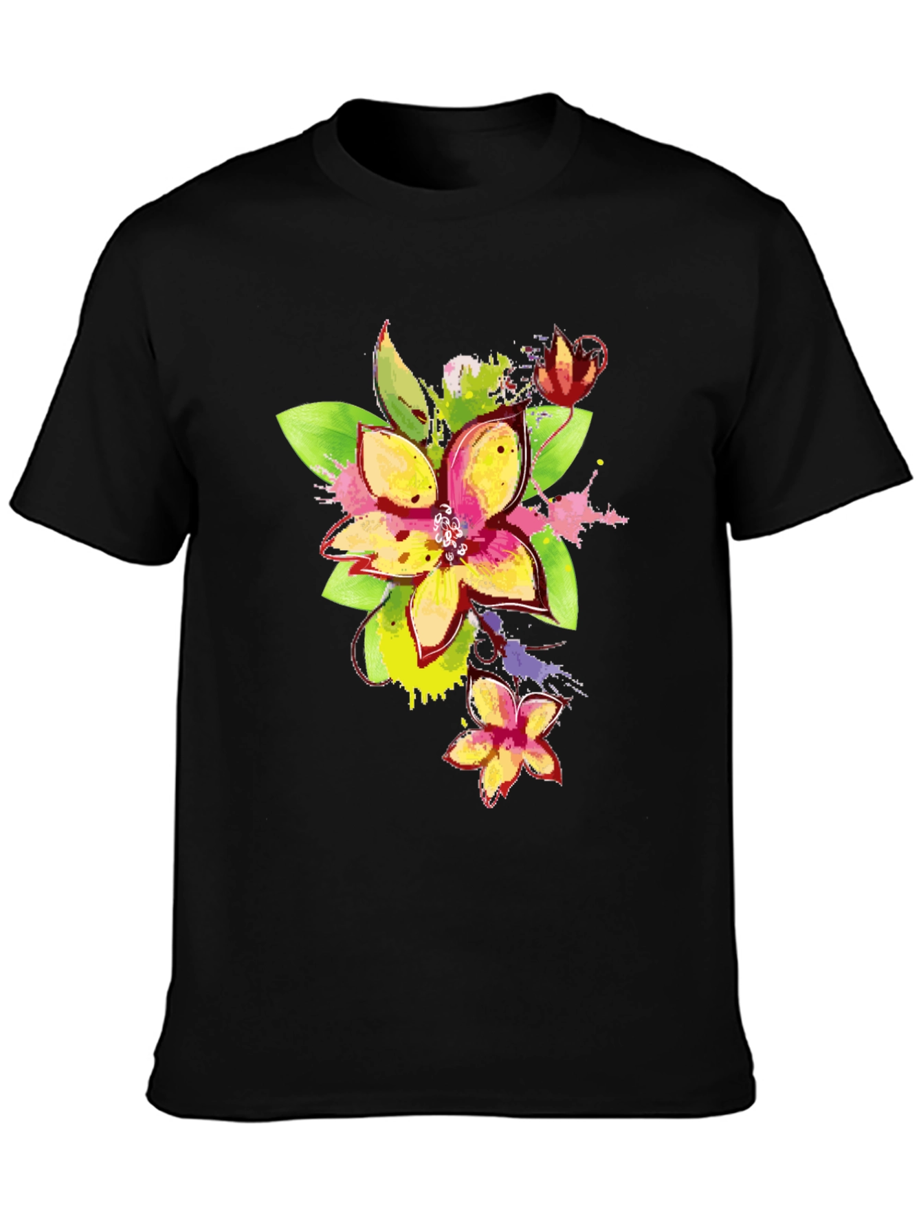 Floral Watercolor Graphic T-Shirt - Mens