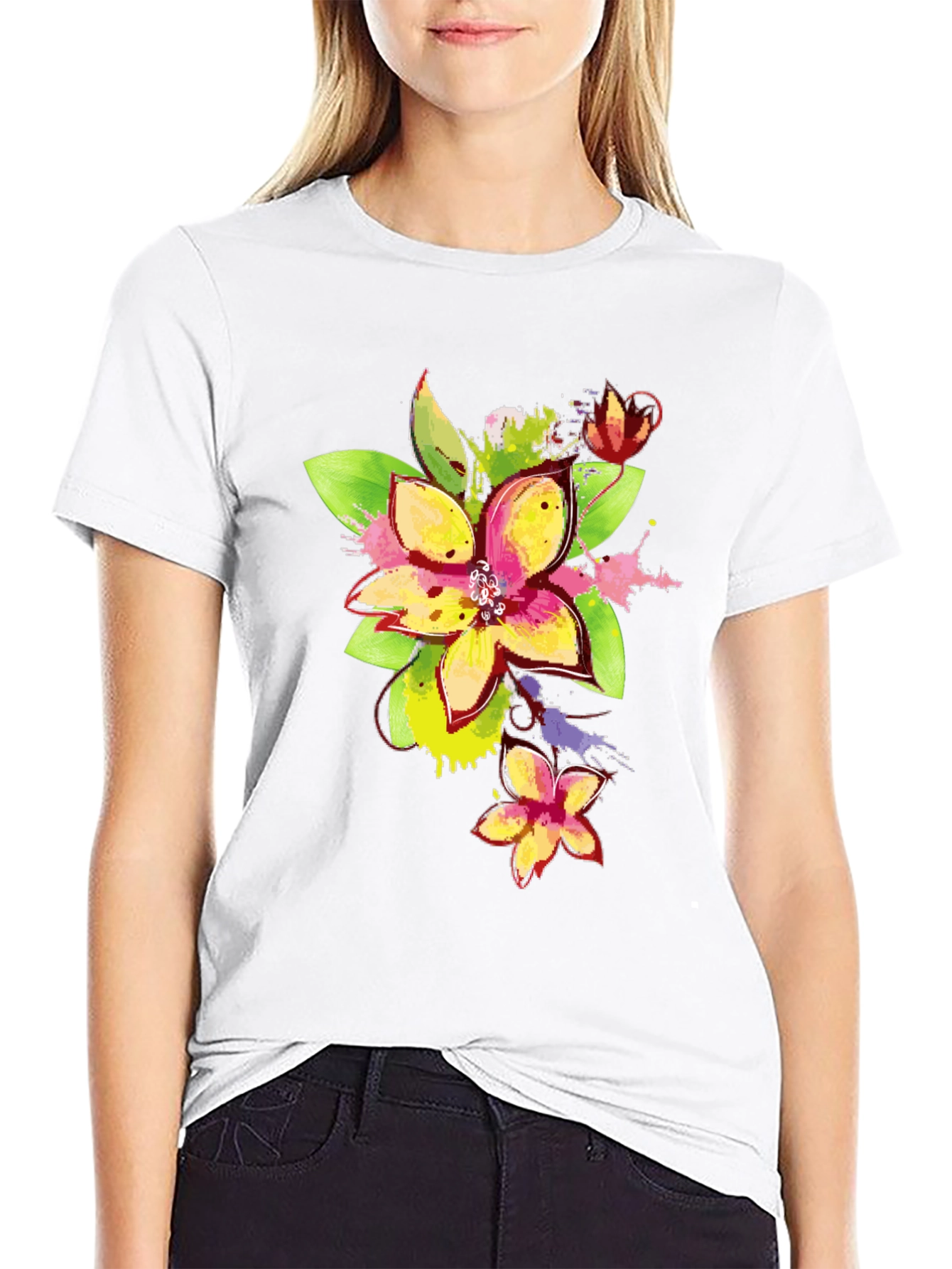 Floral Watercolor Graphic T-Shirt - Mens