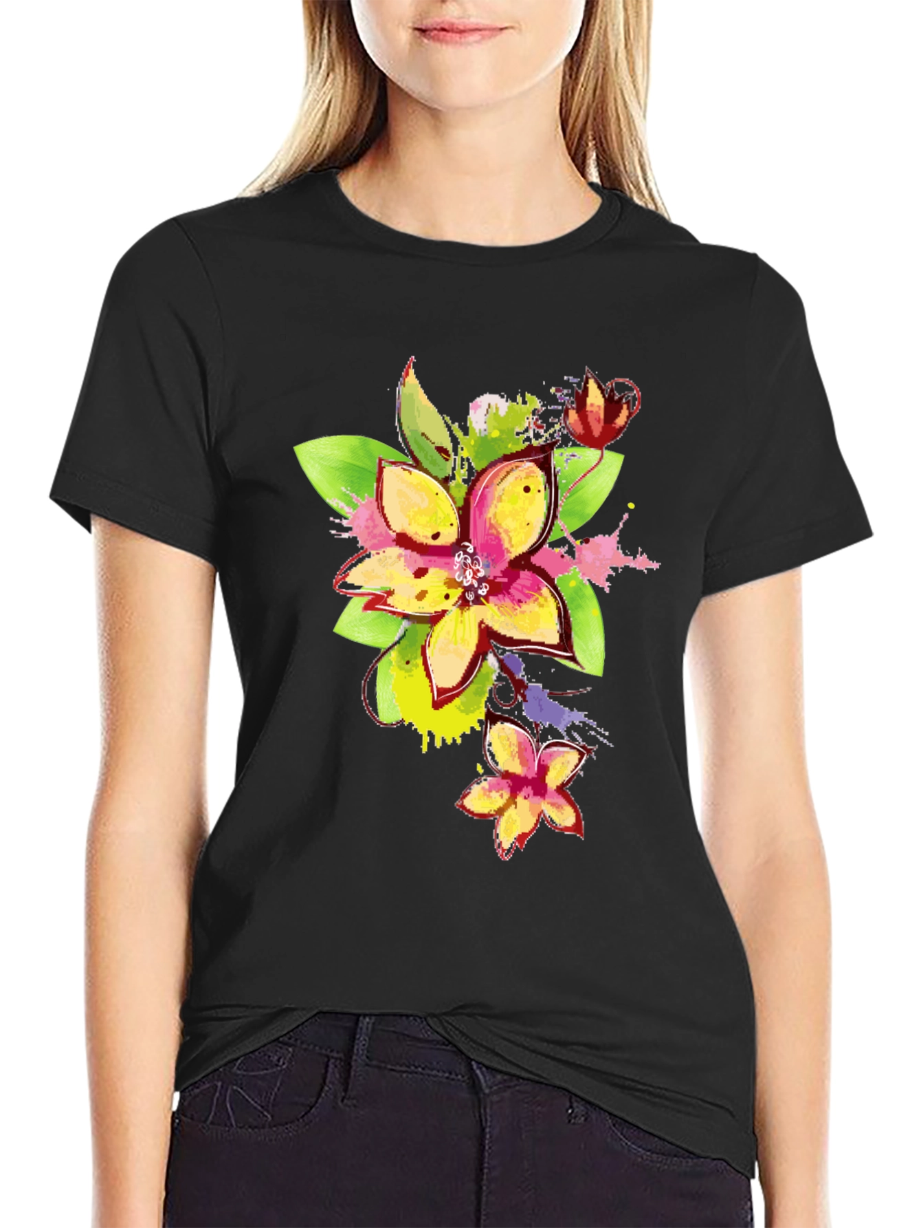Floral Watercolor Graphic T-Shirt - Mens