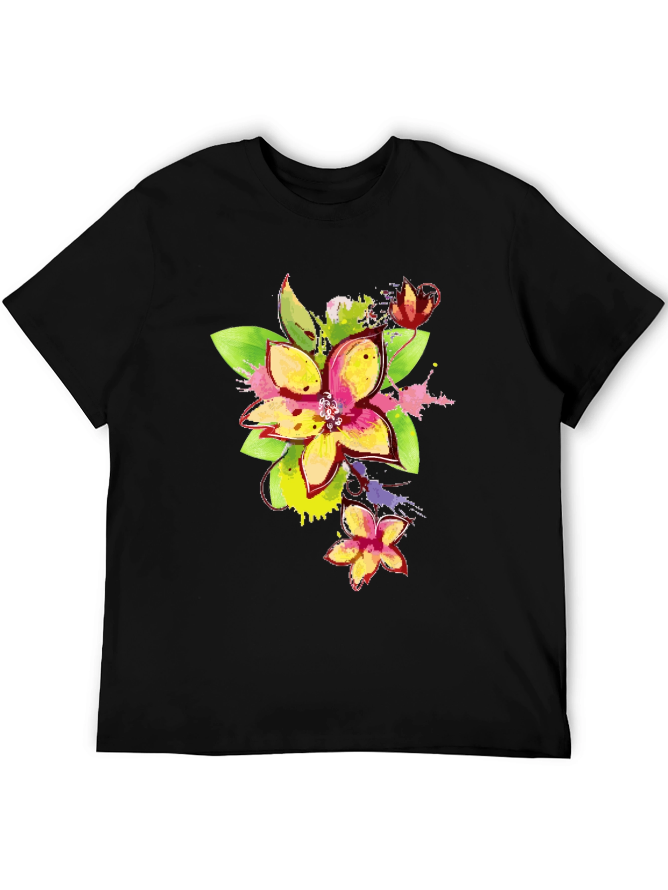 Floral Watercolor Graphic T-Shirt - Mens