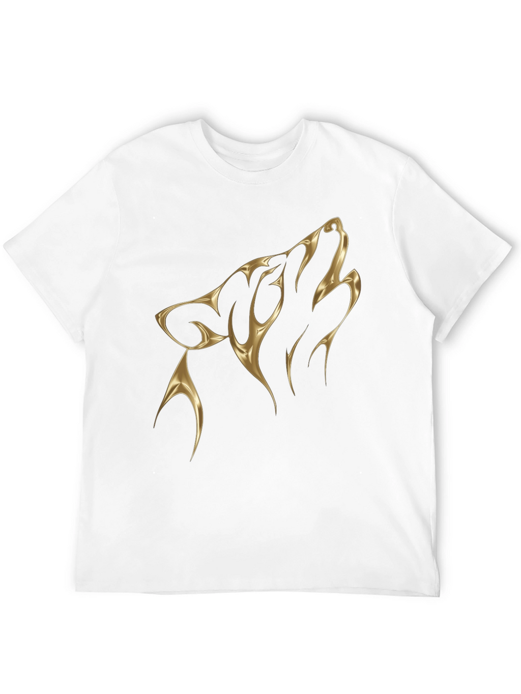 Mens Black T-Shirt with Golden Wolf Design