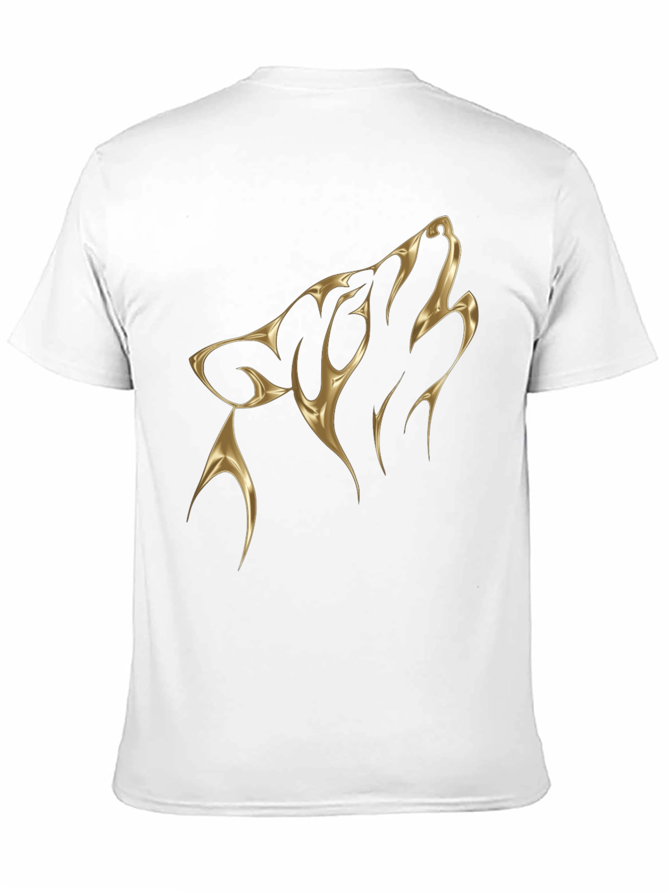 Mens Black T-Shirt with Golden Wolf Design