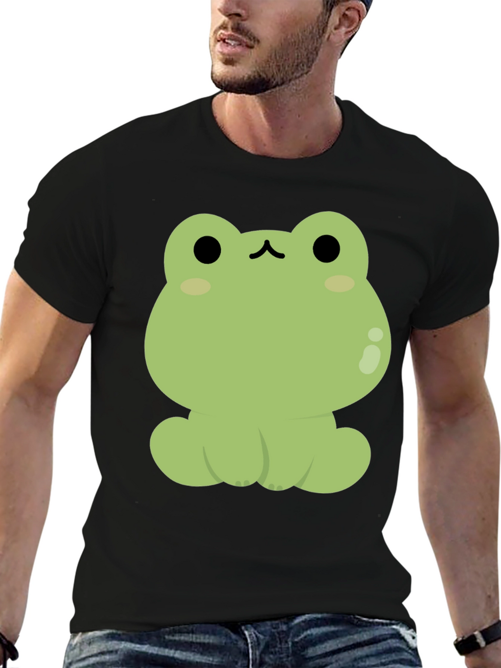 Cute Frog Graphic Black T-Shirt