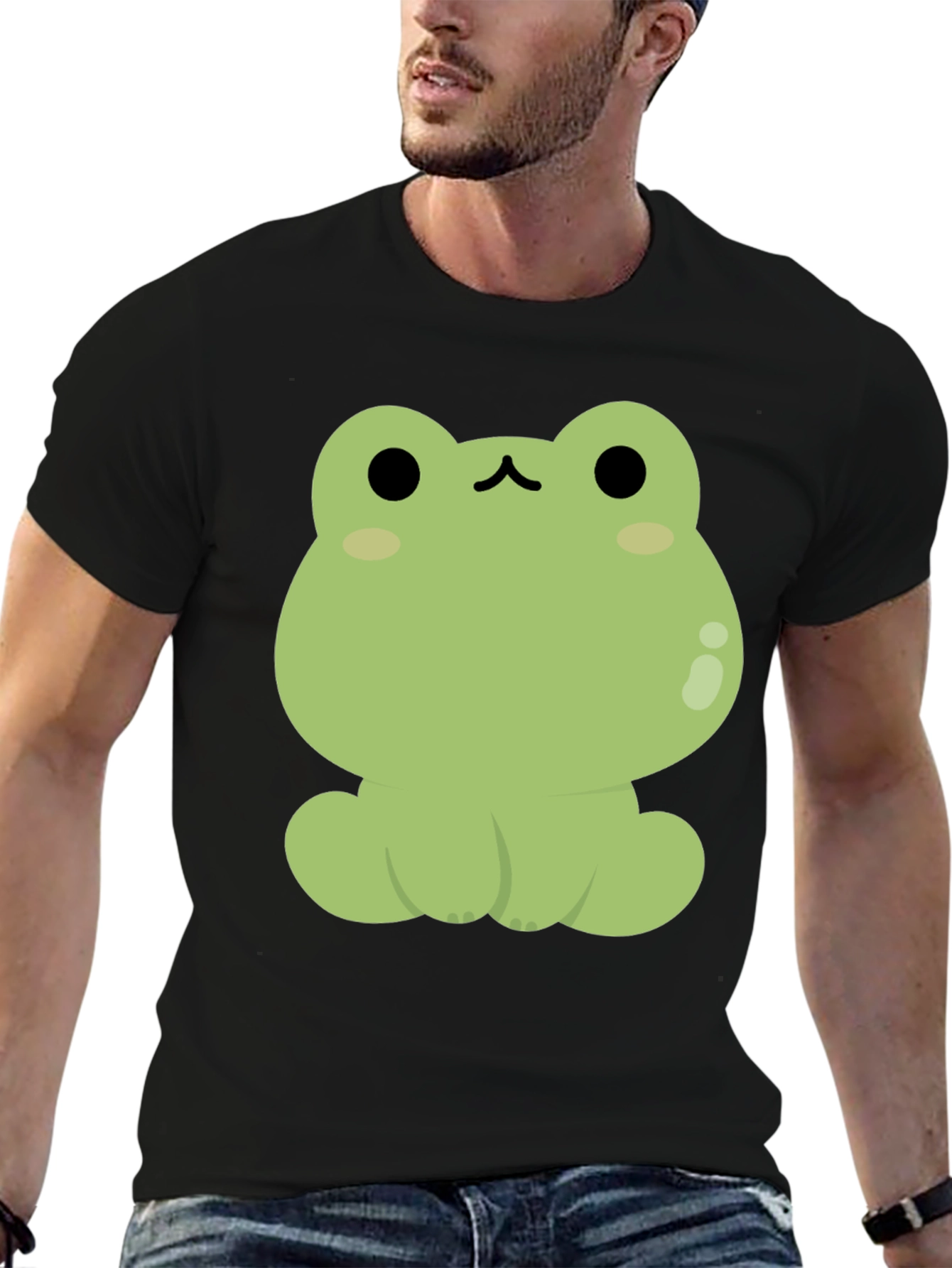 Cute Frog Graphic Black T-Shirt