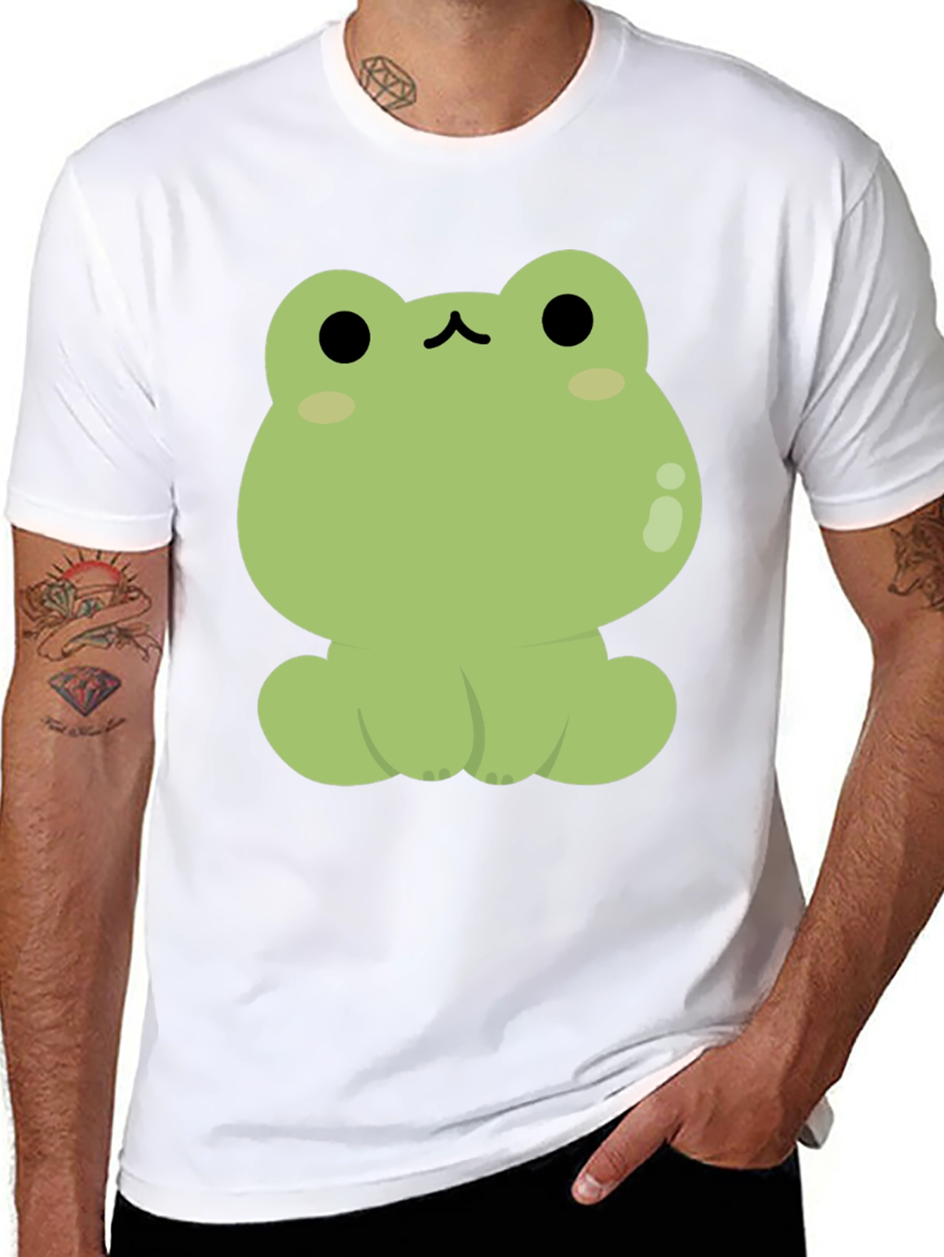Cute Frog Graphic Black T-Shirt