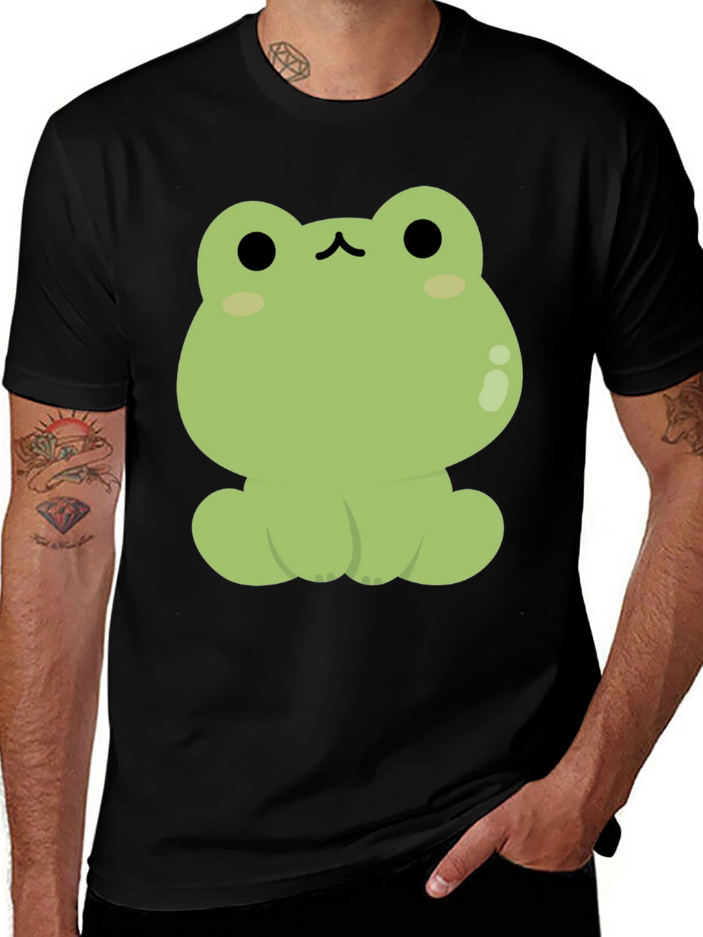 Cute Frog Graphic Black T-Shirt