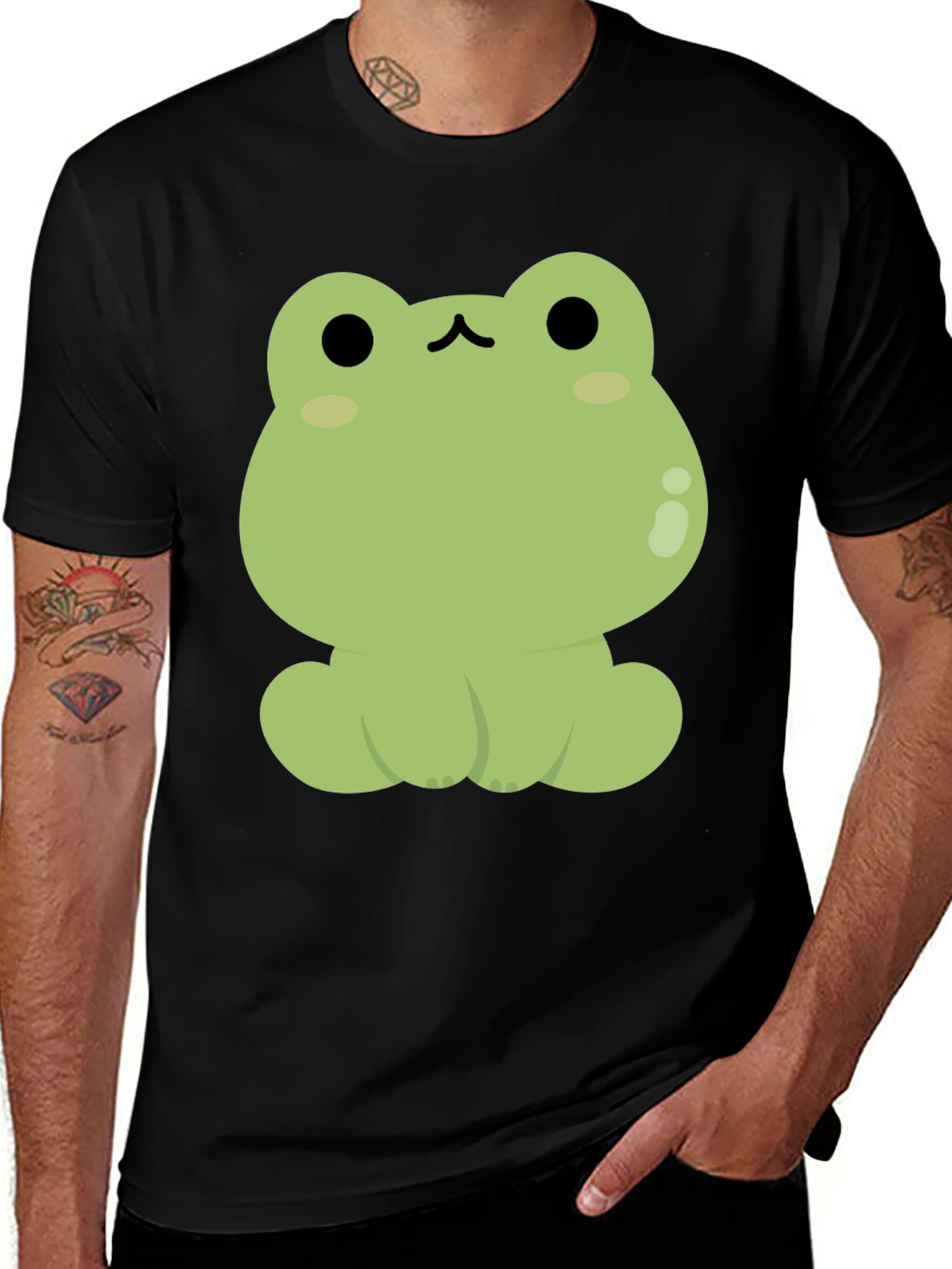 Cute Frog Graphic Black T-Shirt