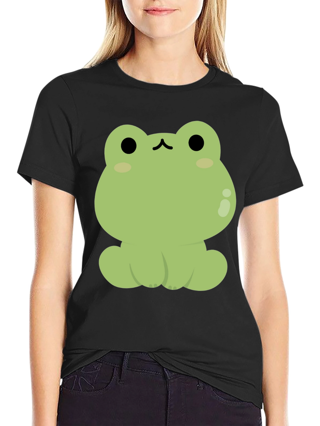 Cute Frog Graphic Black T-Shirt