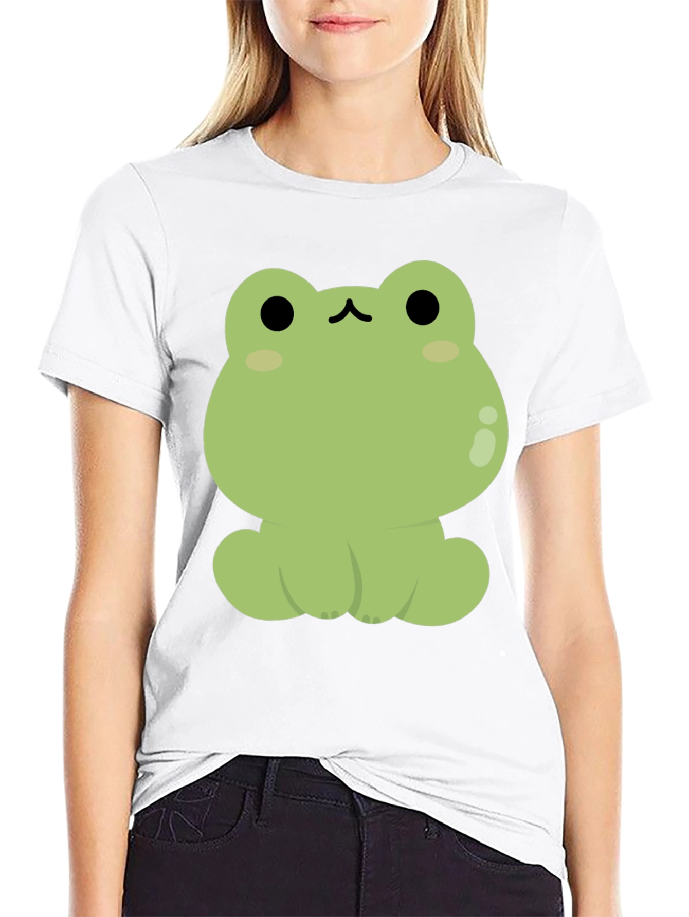 Cute Frog Graphic Black T-Shirt