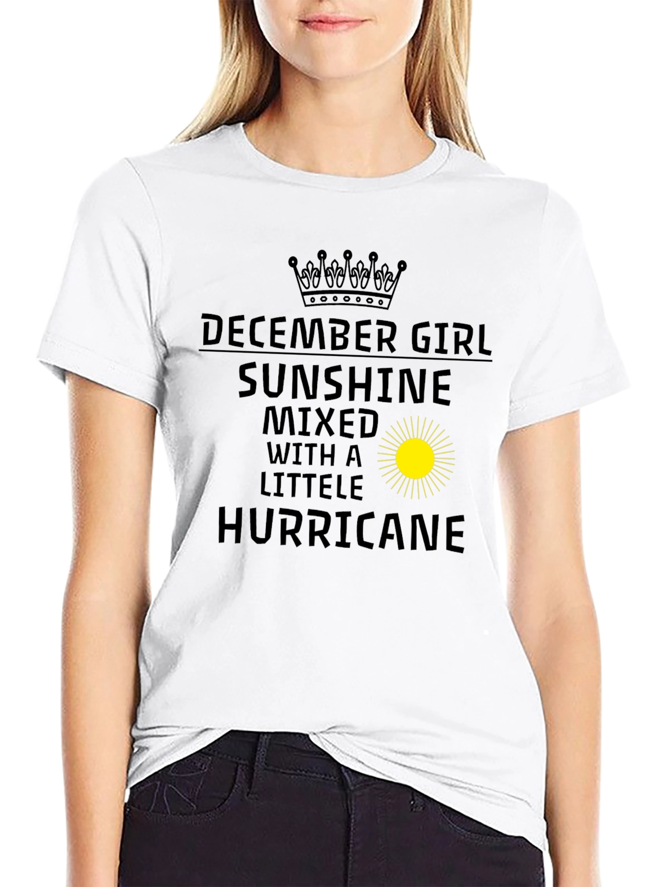 December Girl Sunshine Hurricane Black T-Shirt