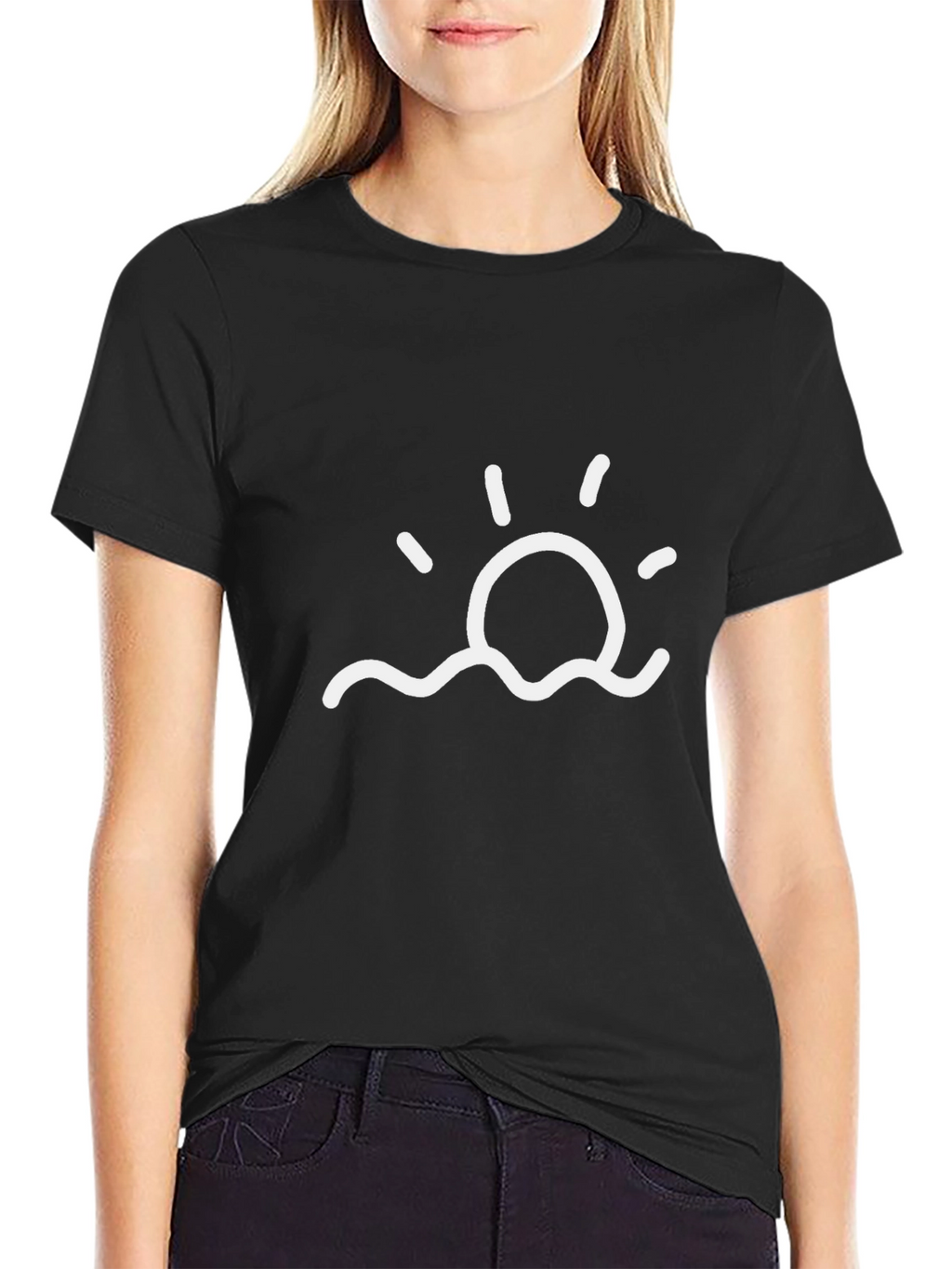 Black Graphic Tee - Sunrise Design