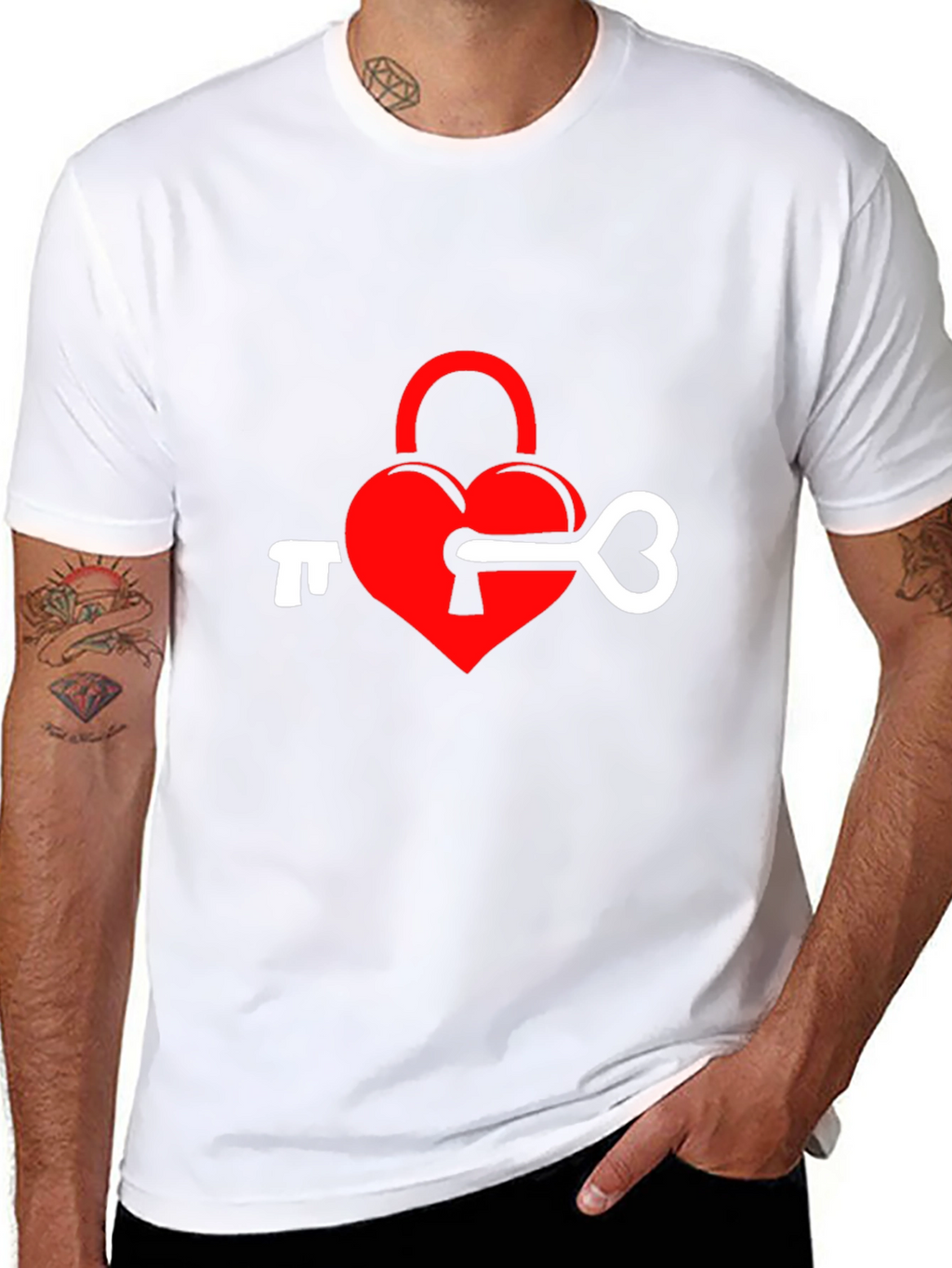 Heart Lock & Key Graphic Tee - Black