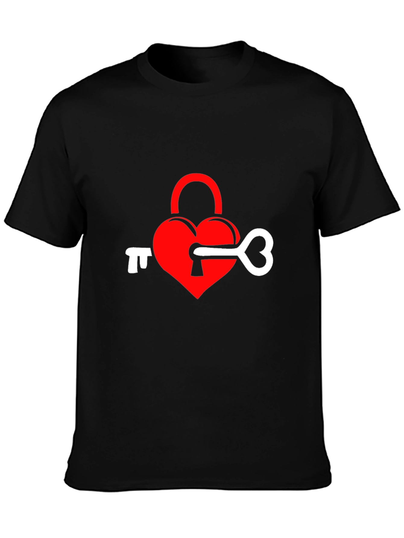 Heart Lock & Key Graphic Tee - Black