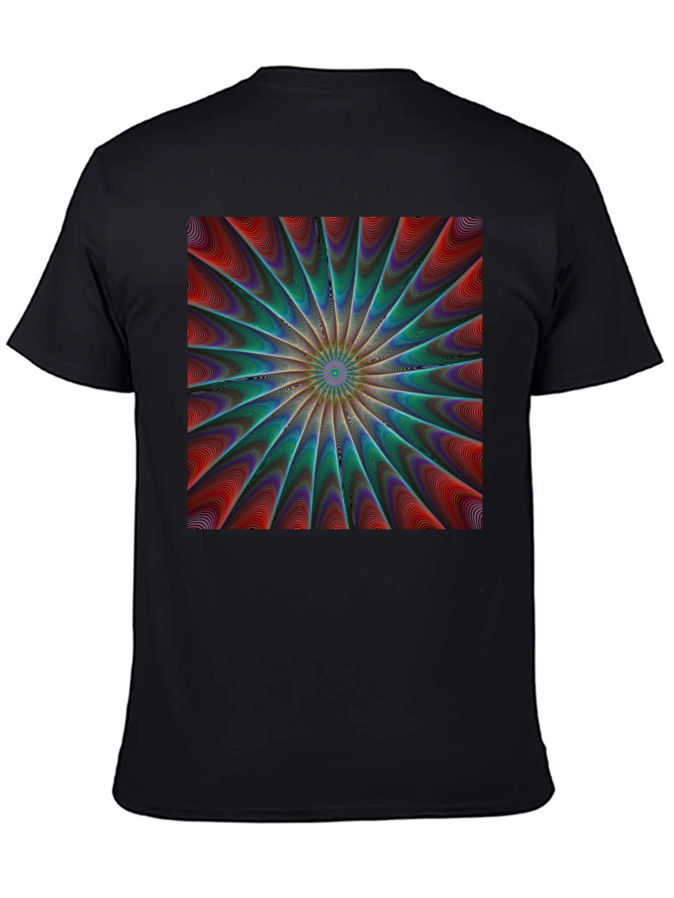 Abstract Psychedelic Pattern Black T-Shirt