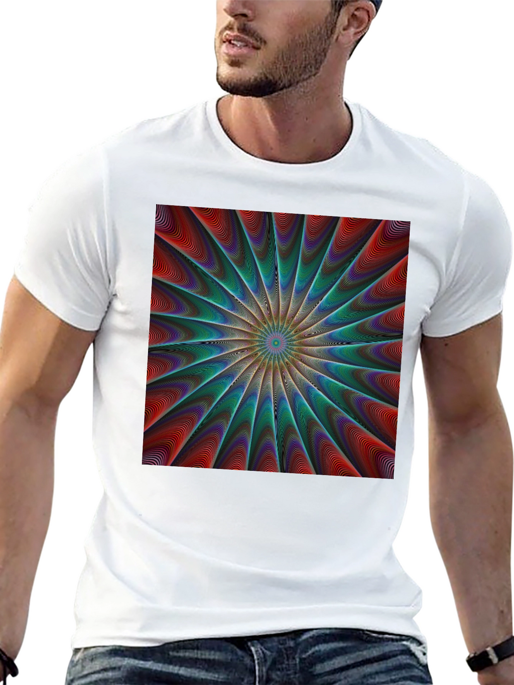 Abstract Psychedelic Pattern Black T-Shirt