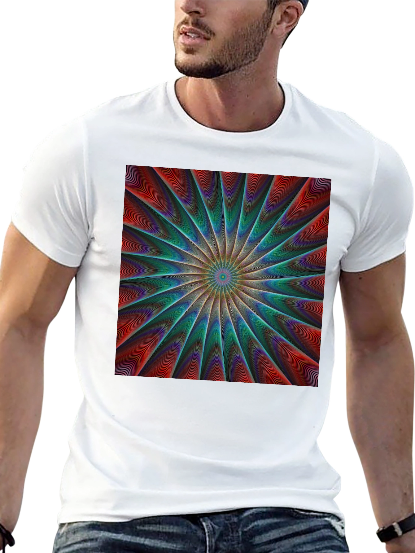Abstract Psychedelic Pattern Black T-Shirt