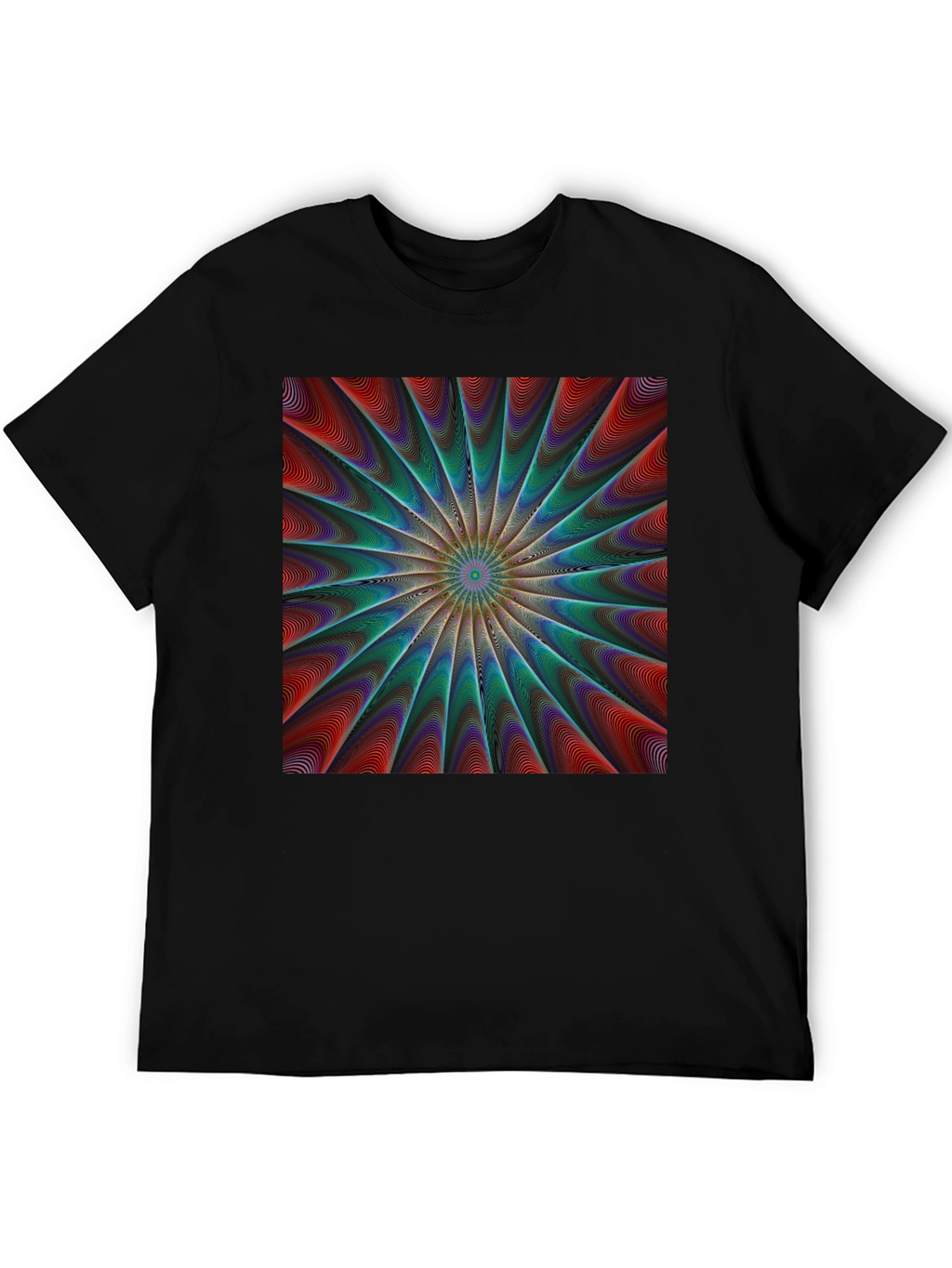Abstract Psychedelic Pattern Black T-Shirt