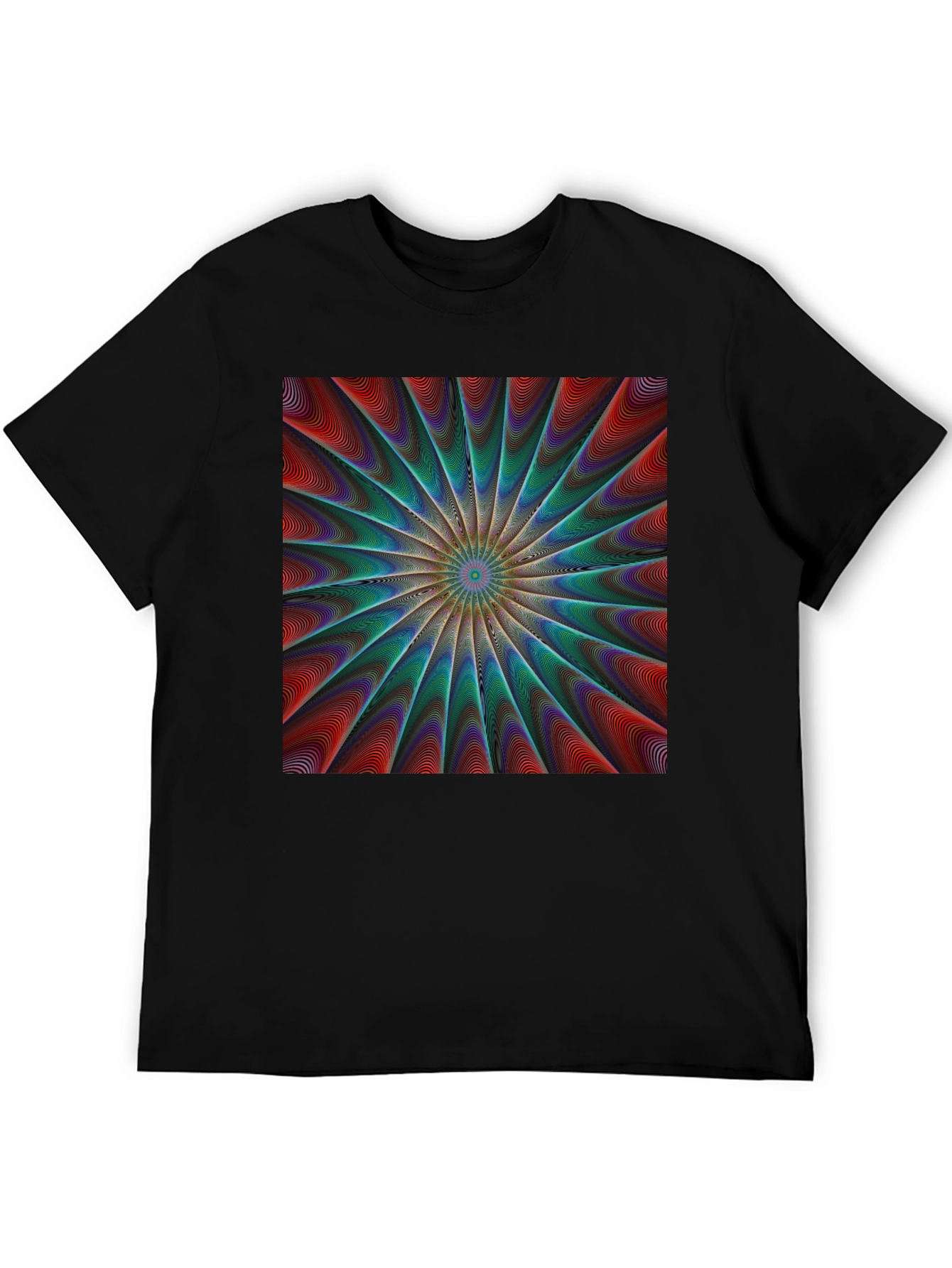 Abstract Psychedelic Pattern Black T-Shirt