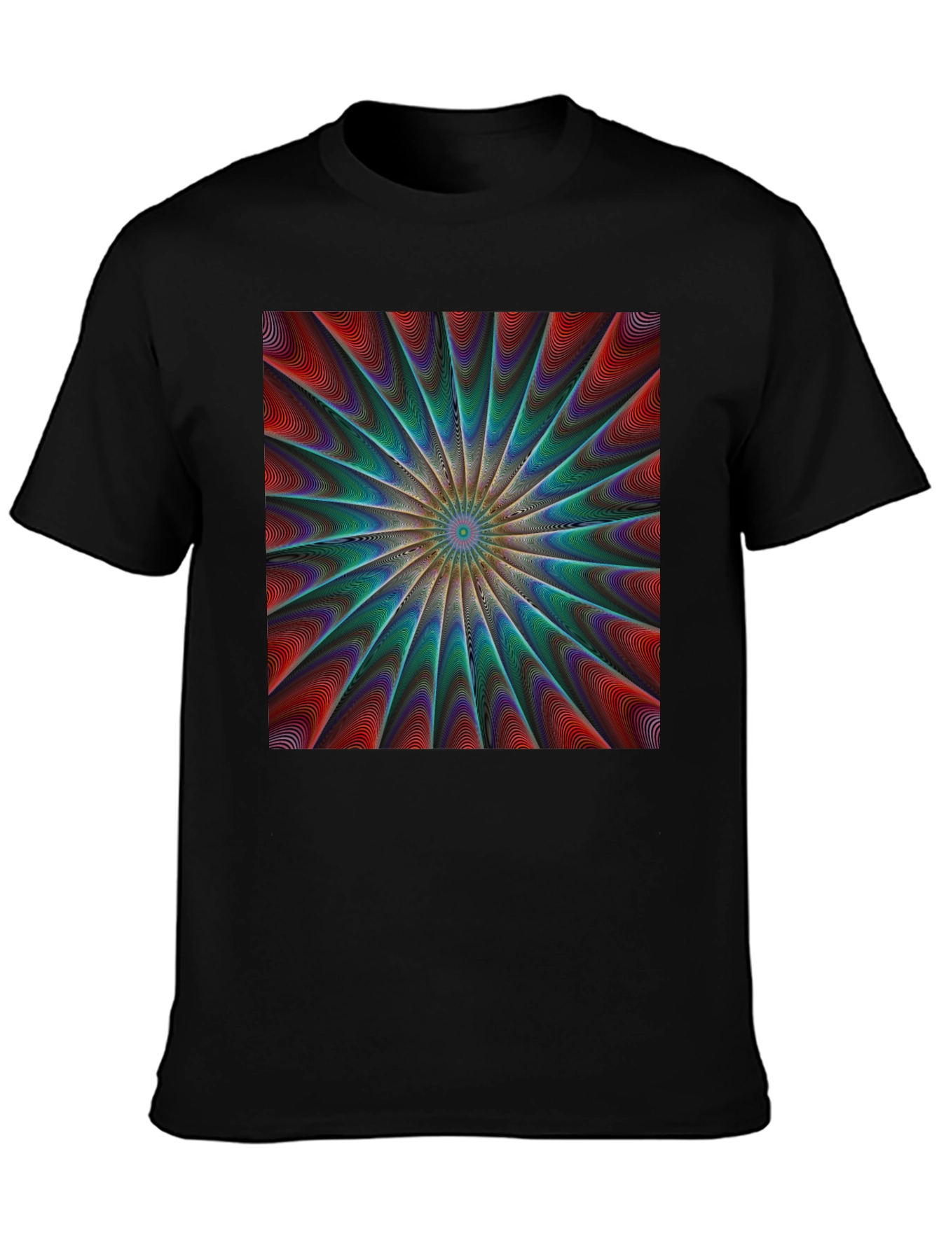 Abstract Psychedelic Pattern Black T-Shirt