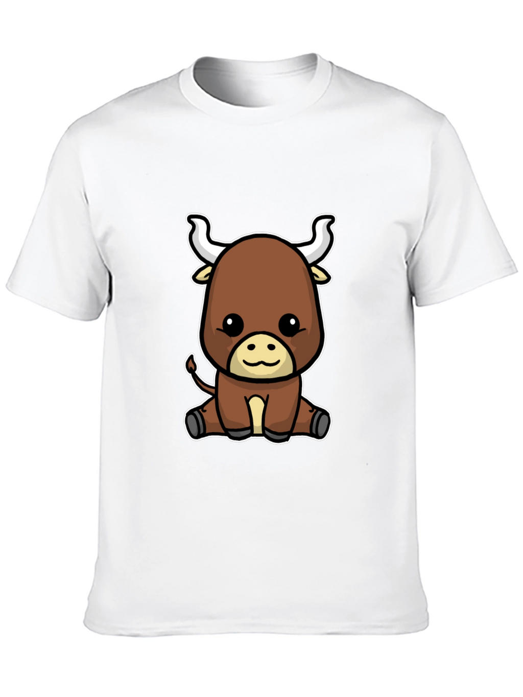 Cute Cartoon Bull Graphic Tee - Black T-Shirt