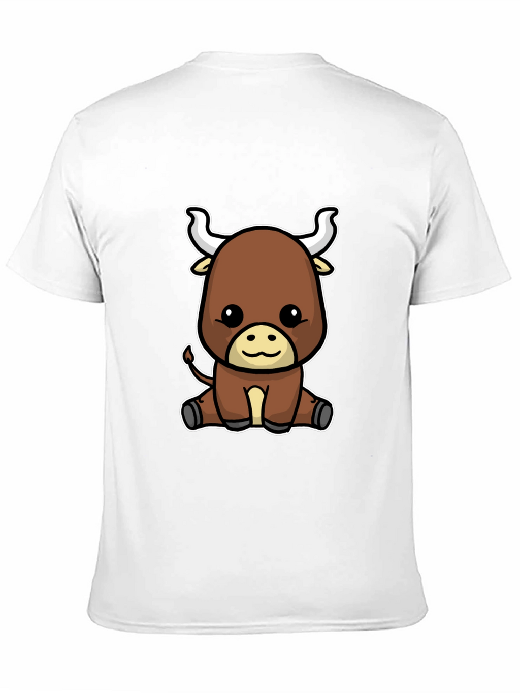 Cute Cartoon Bull Graphic Tee - Black T-Shirt