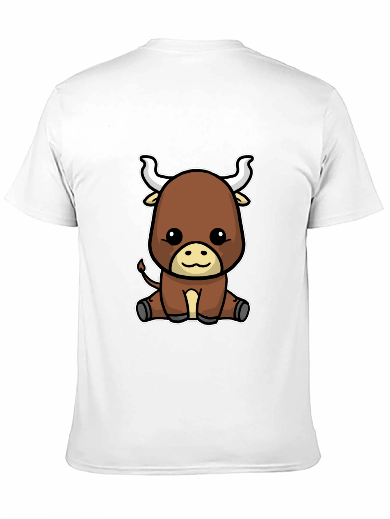 Cute Cartoon Bull Graphic Tee - Black T-Shirt