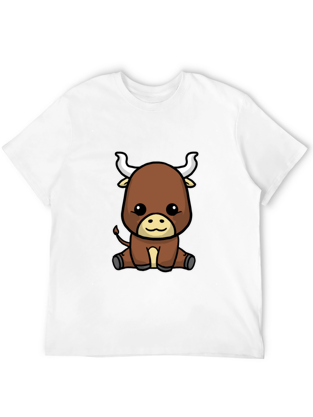 Cute Cartoon Bull Graphic Tee - Black T-Shirt