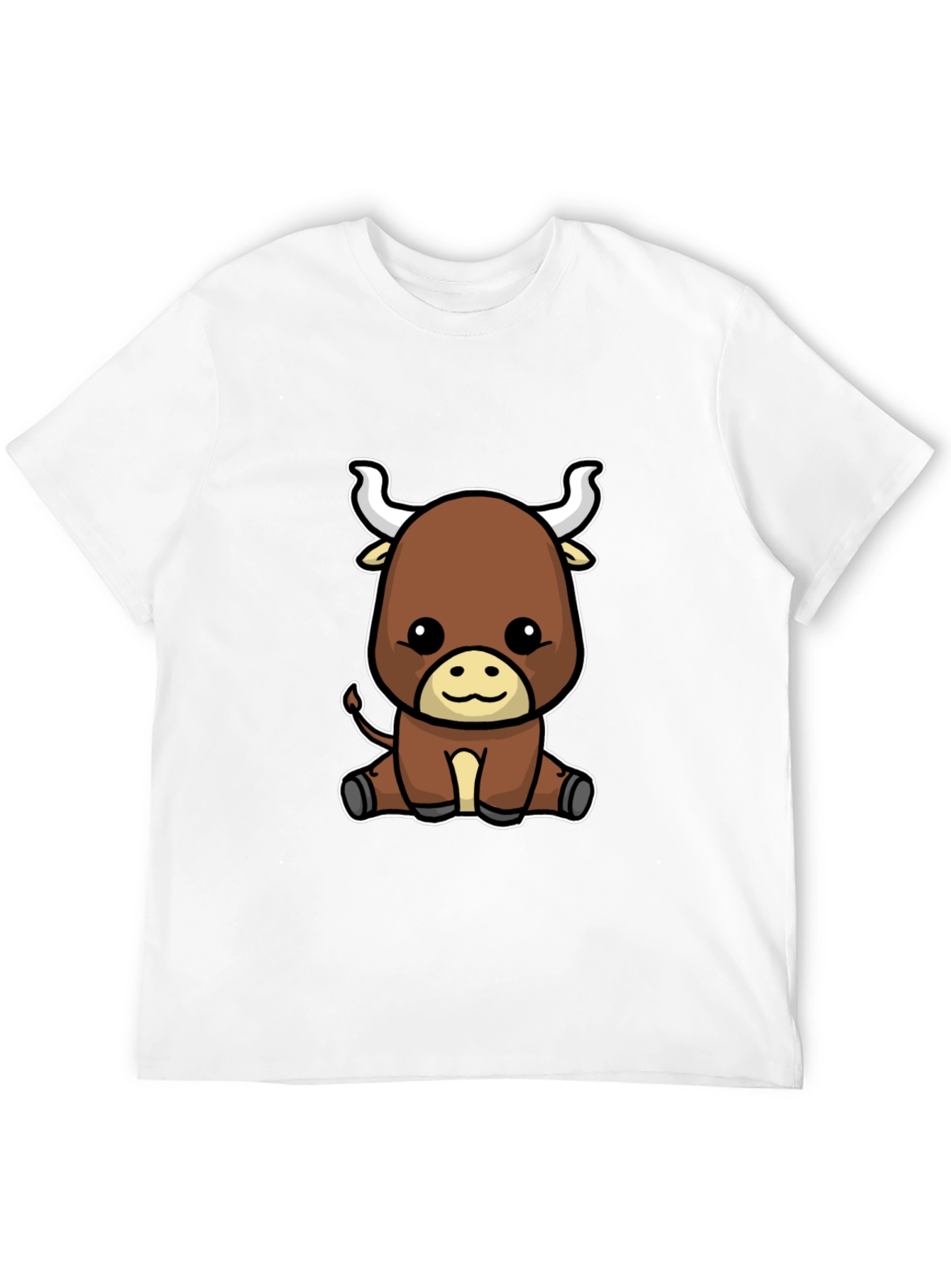 Cute Cartoon Bull Graphic Tee - Black T-Shirt