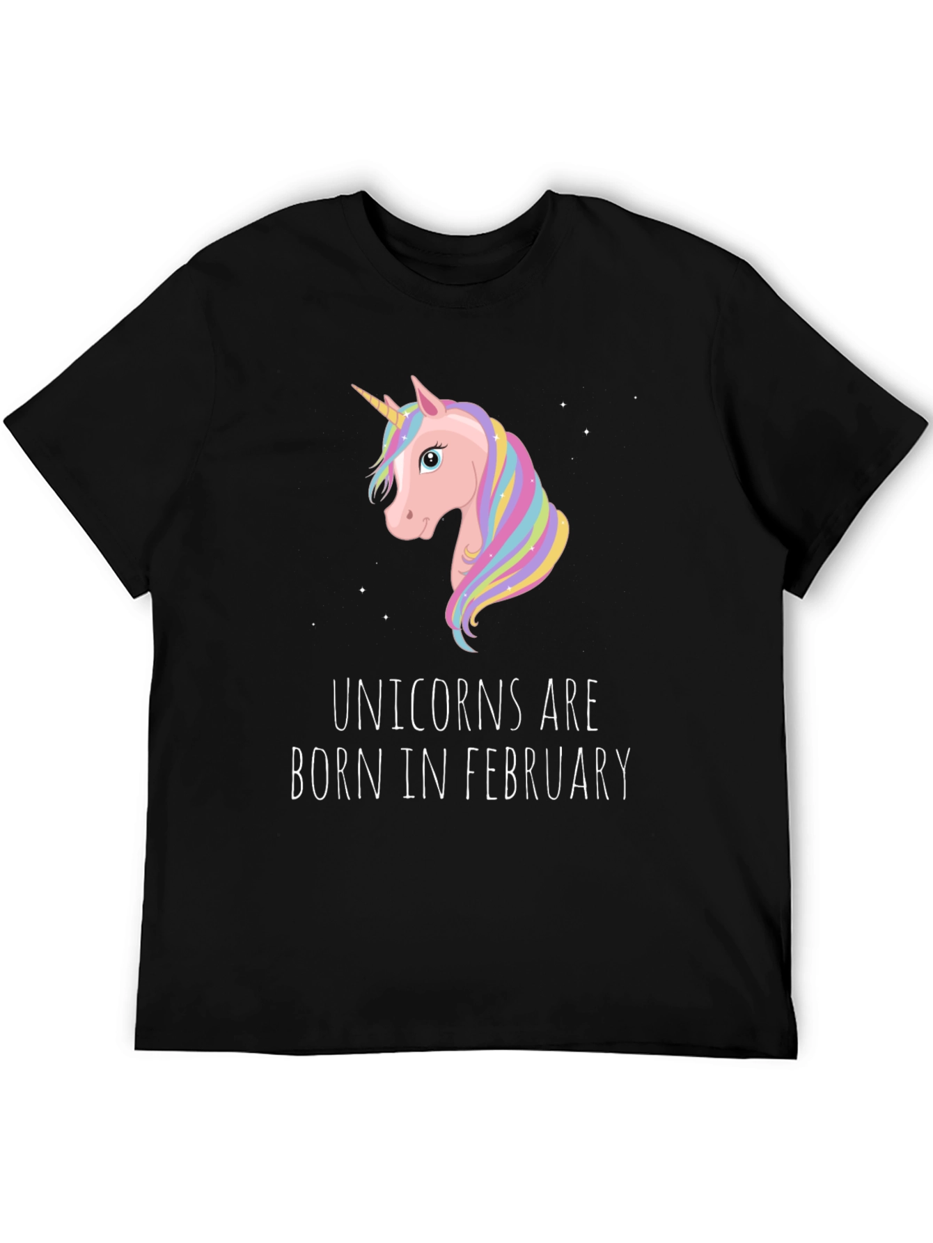 Unicorns Born in February Black T-Shirt
