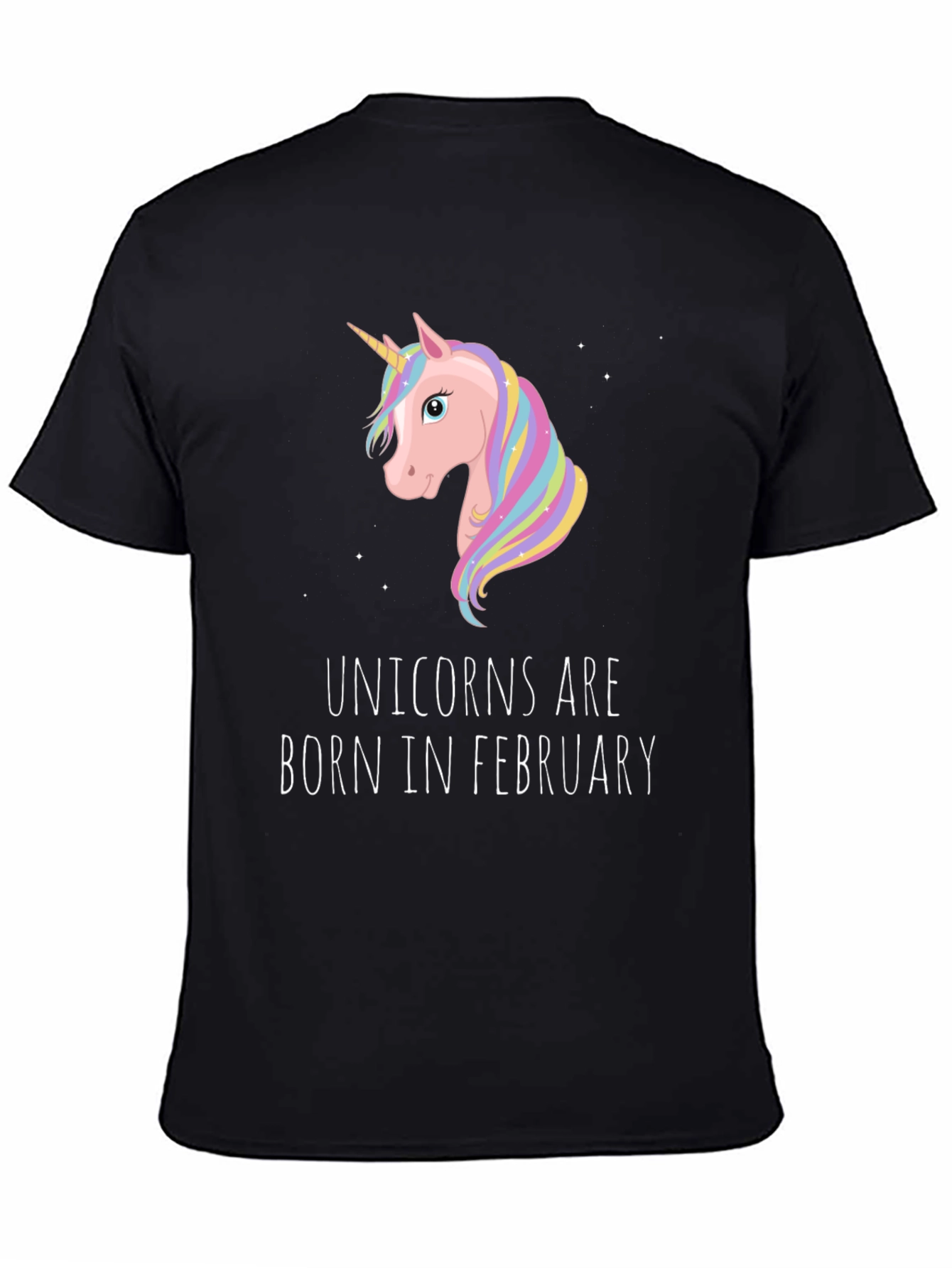 Unicorns Born in February Black T-Shirt
