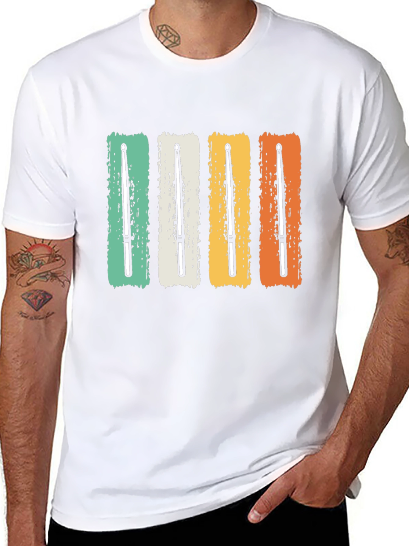 Retro Drumsticks T-Shirt - Music Lover Tee