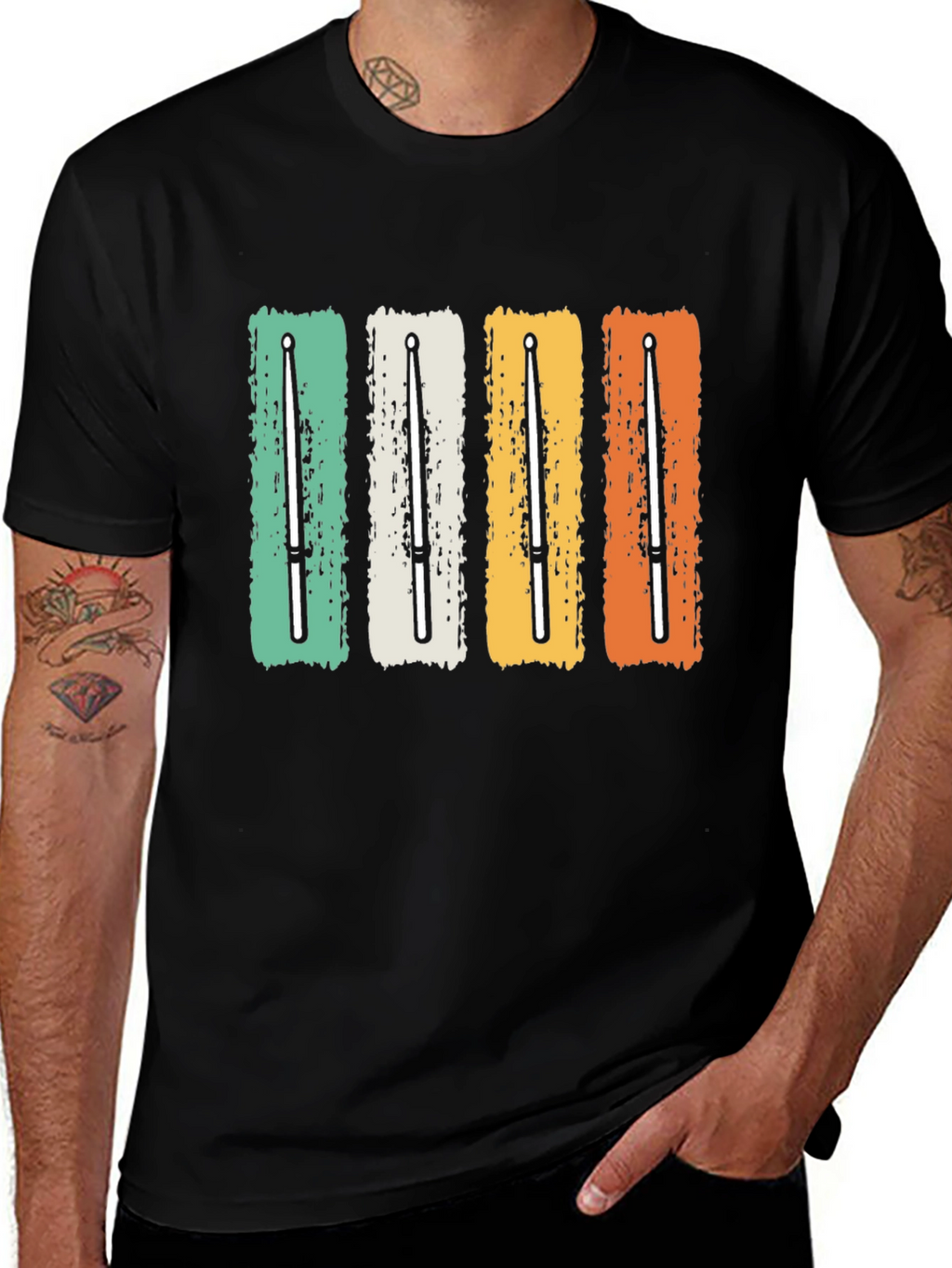 Retro Drumsticks T-Shirt - Music Lover Tee