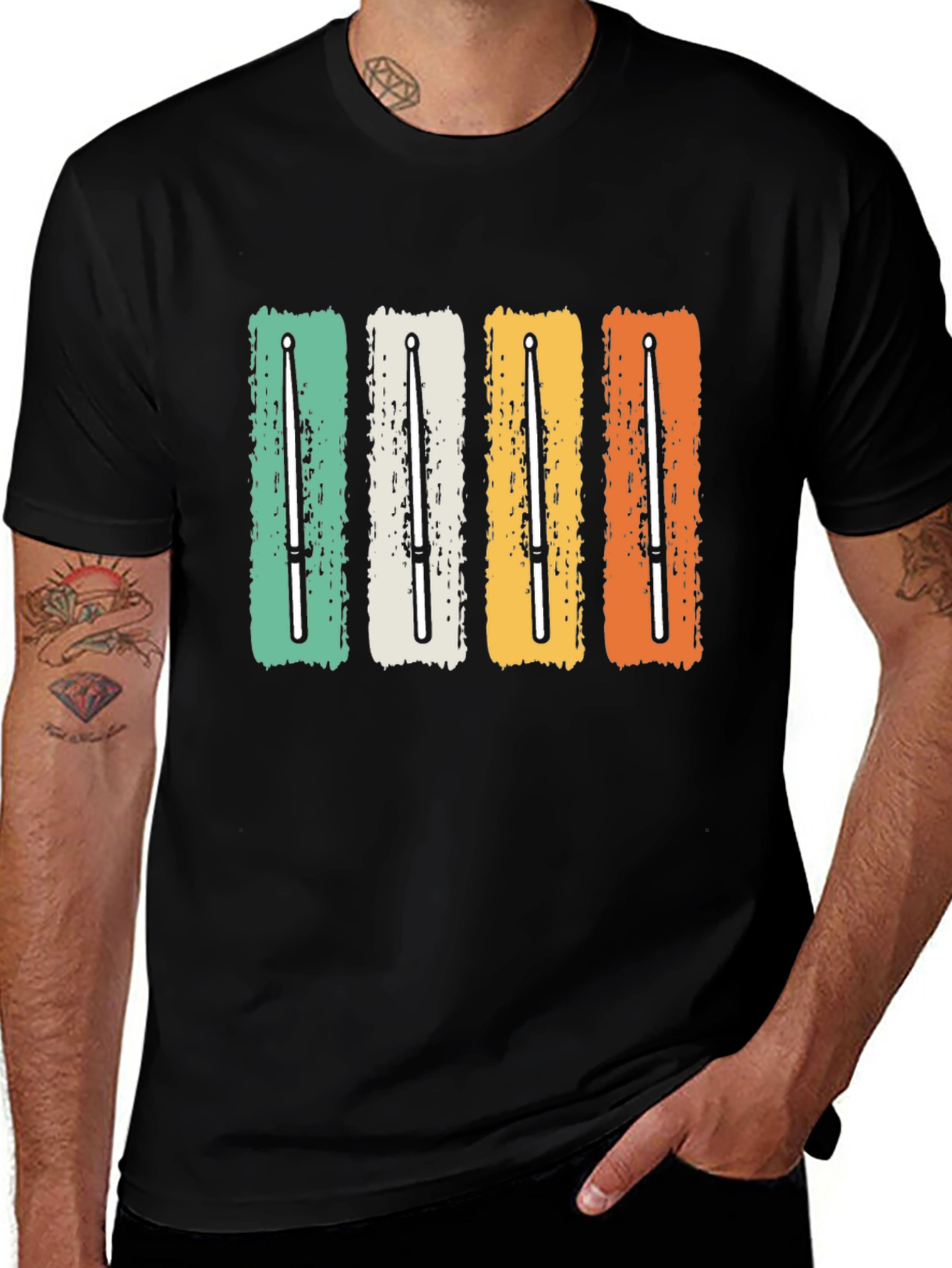 Retro Drumsticks T-Shirt - Music Lover Tee