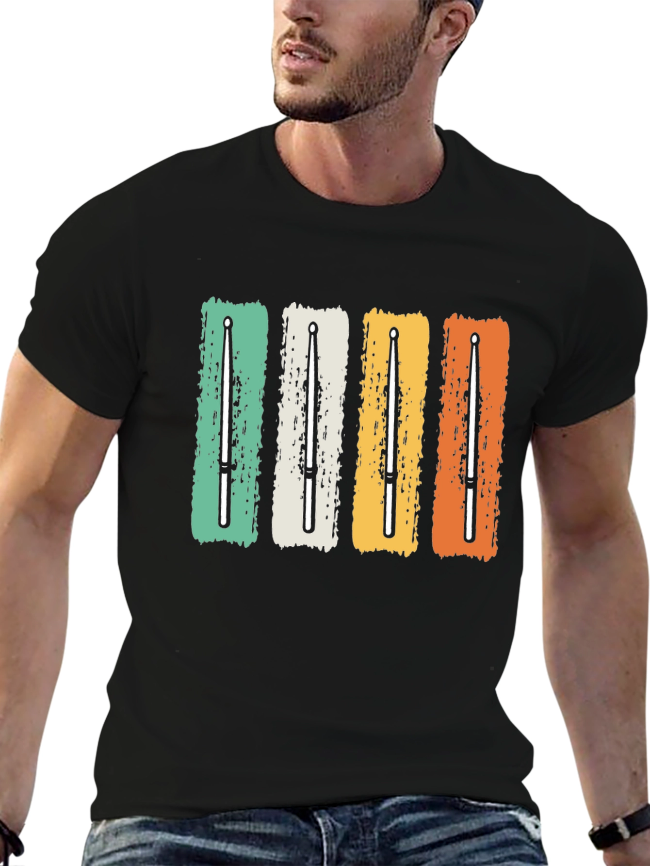 Retro Drumsticks T-Shirt - Music Lover Tee