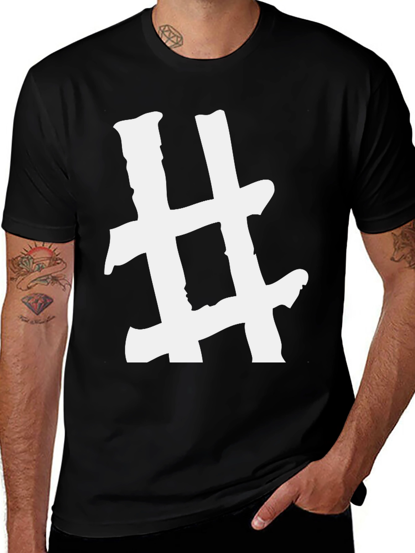 Hashtag T-Shirt - Bold White Graphic Tee