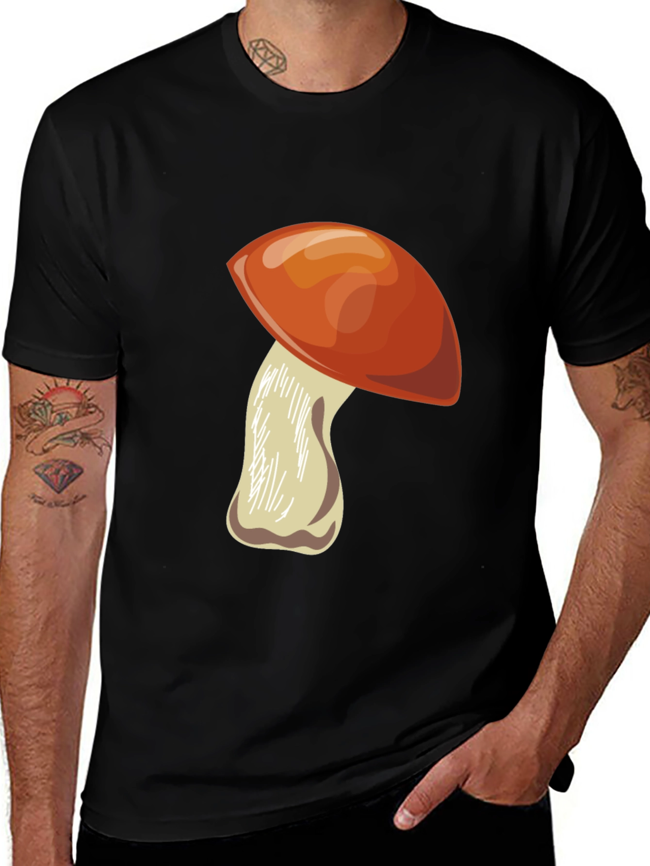 Mushroom Graphic Black Tee