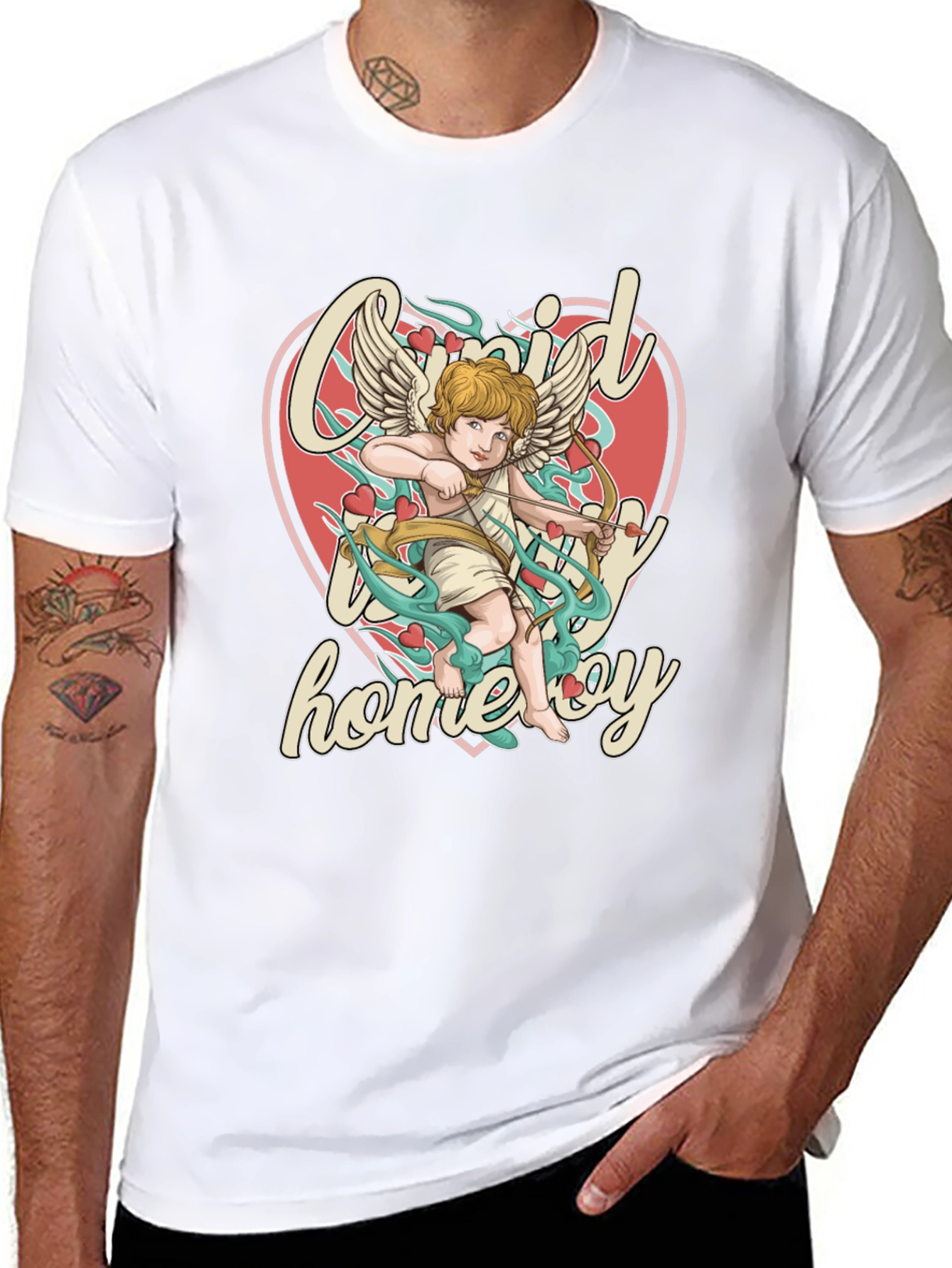 Cupid Homeboy Graphic T-Shirt - Quirky Cupid Valentines Day